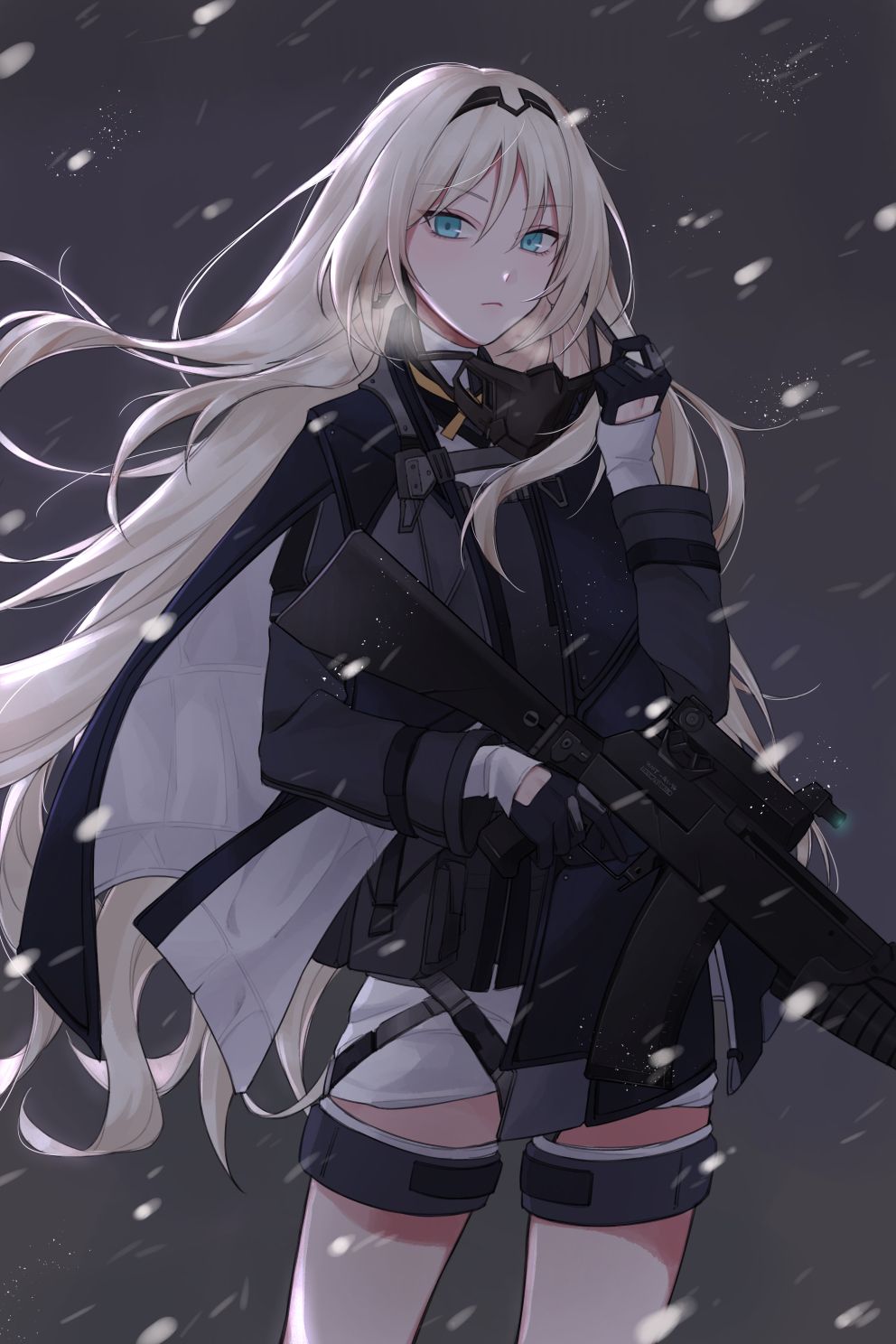 Girl With Weapon Girl Front Line AN 94 Long Hair White Hair Snowing Anime Girls With Guns Girls Fron 992x1488