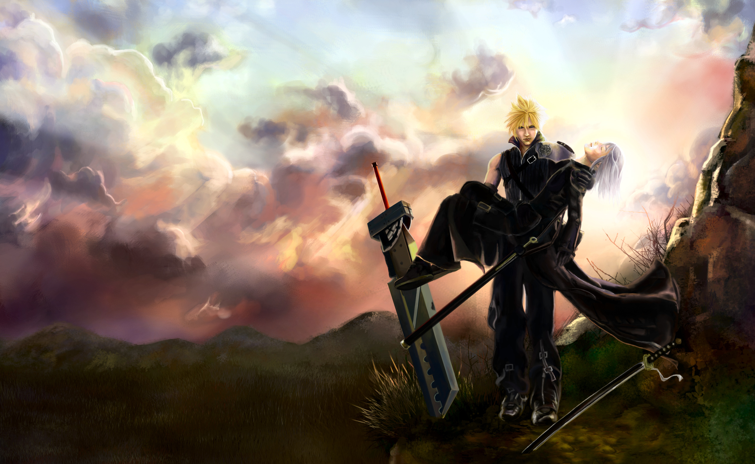 Cloud Strife Kadaj Final Fantasy Final Fantasy Vii Advent Children 2559x1574