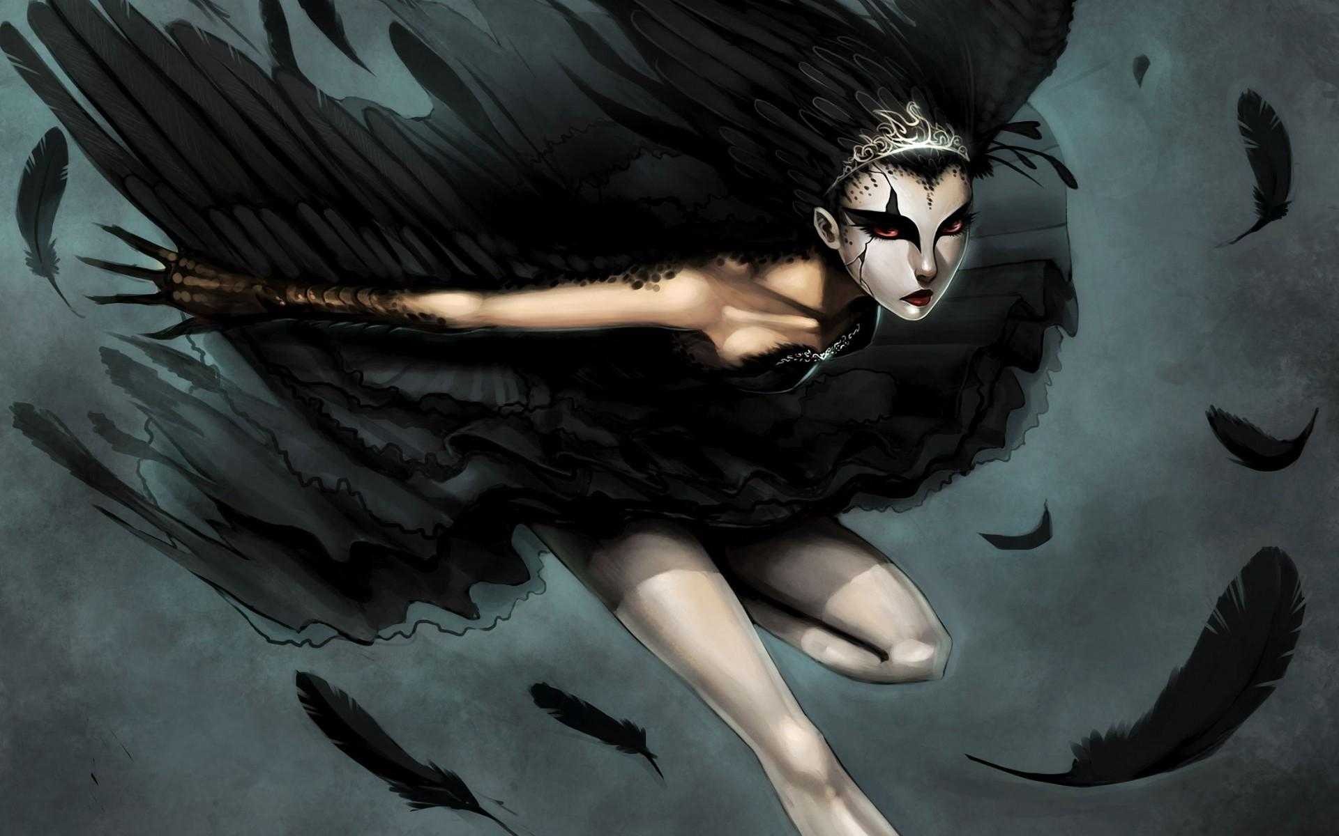 Fantasy Art Black Swan Fantasy Girl Wings Artwork Feathers 1920x1200