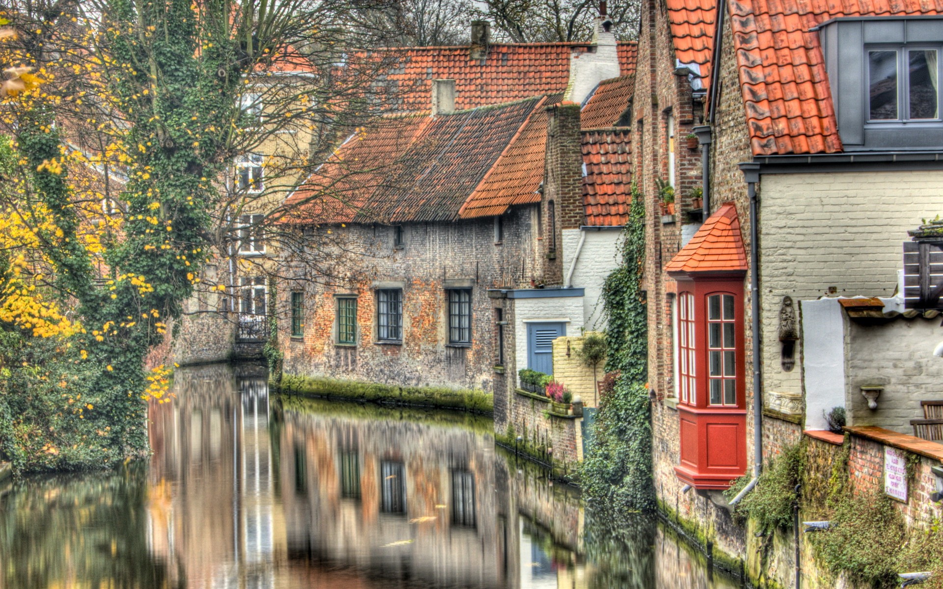 Town Brugge Canal Cityscape House 1920x1200