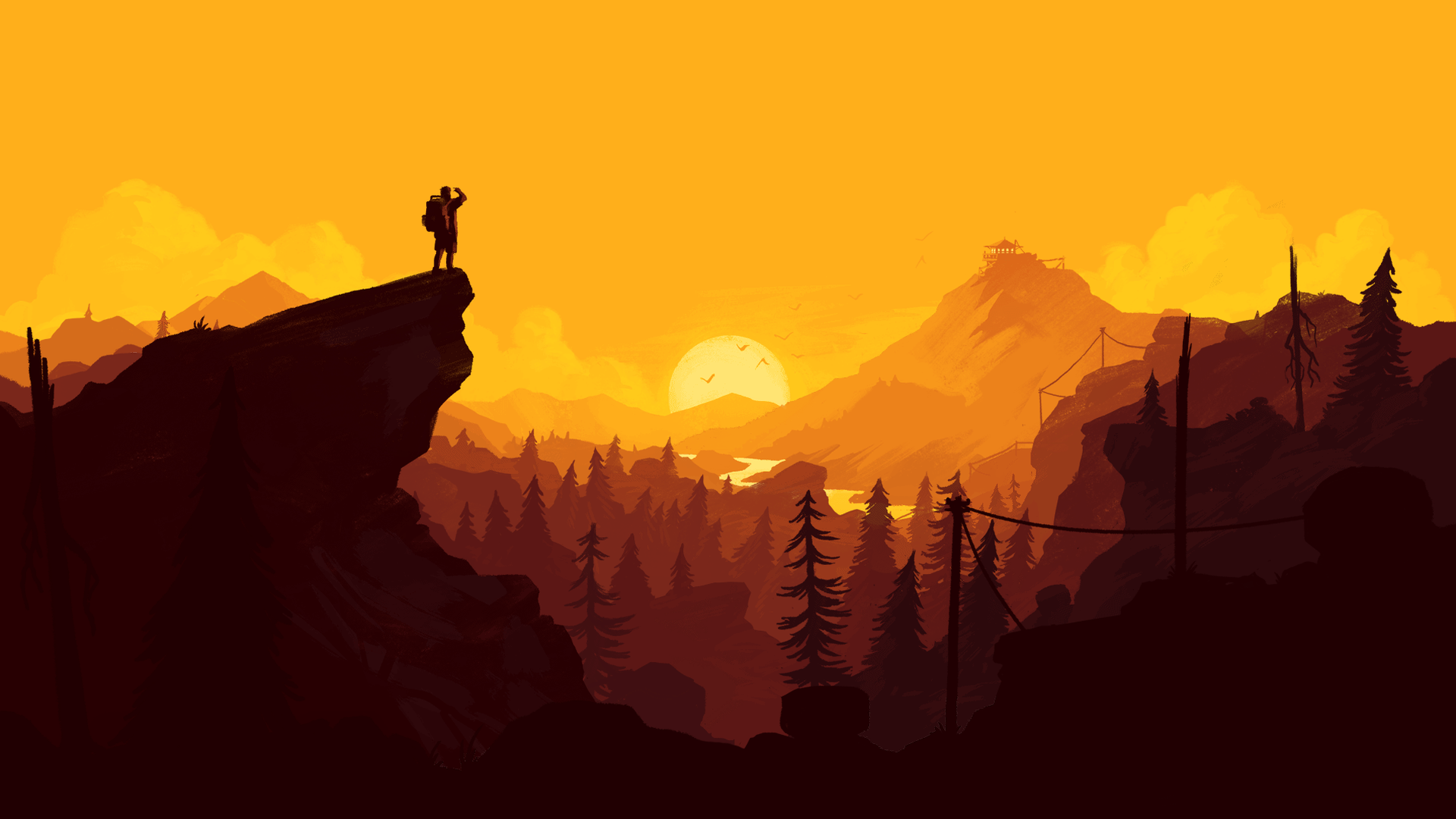 Firewatch Olly Moss Video Game Art Video Games 1920x1080