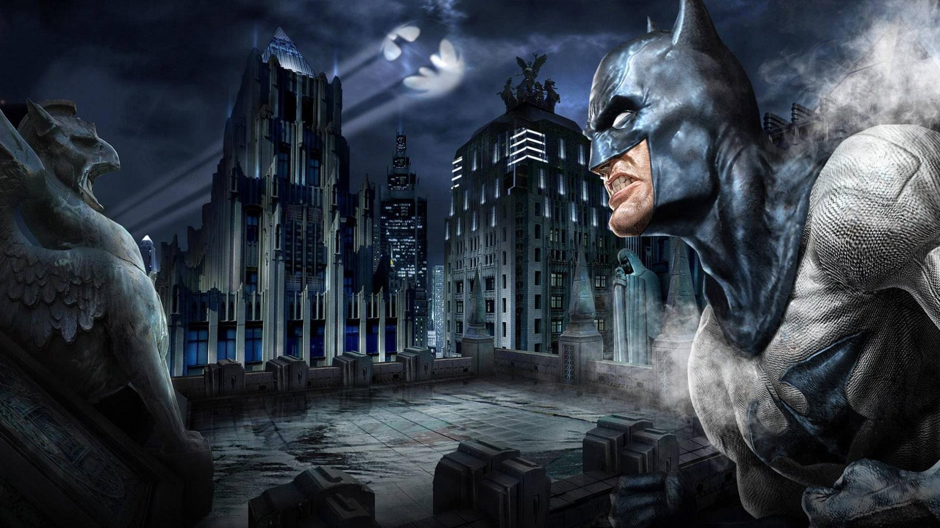 Batman Night Sky Gotham City Artwork Logo Night Wallpaper -  Resolution:1920x1080 - ID:145764 