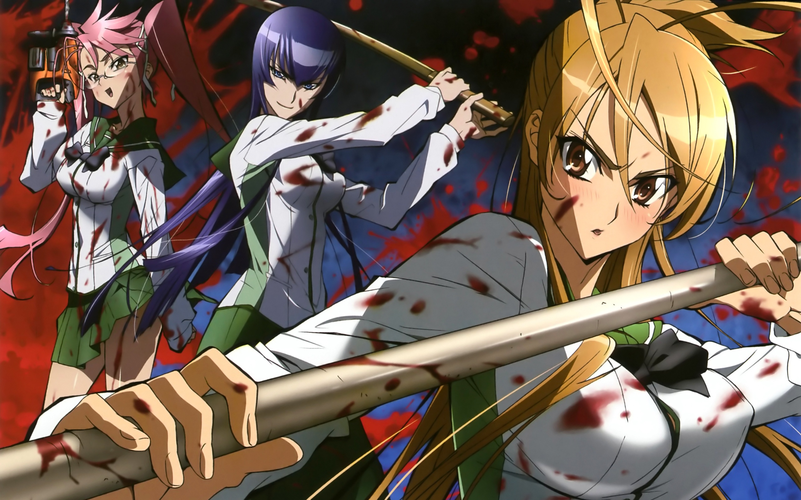 Highschool Of The Dead Rei Miyamoto Saeko Busujima Saya Takagi 2560x1600