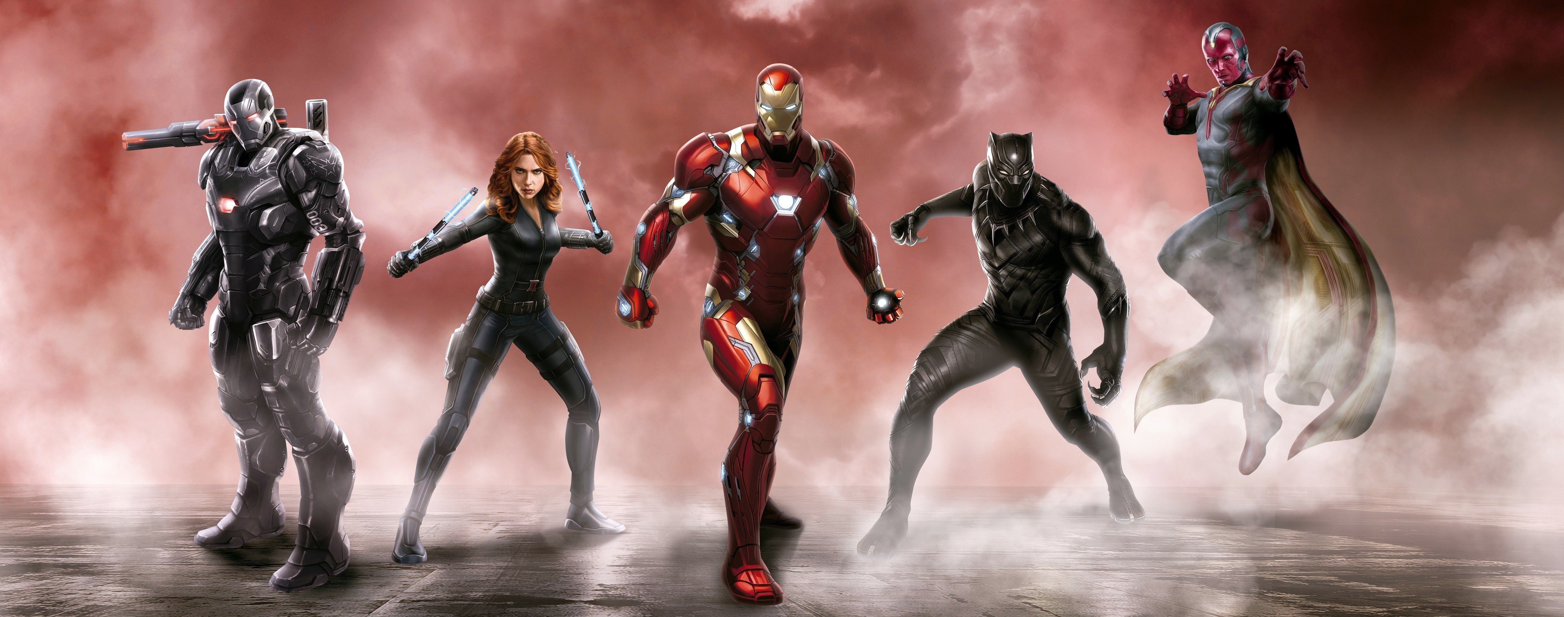 Iron Man Artwork Digital Art Black Widow The Vision Black Panther War Machine Captain America Civil  5117x2021