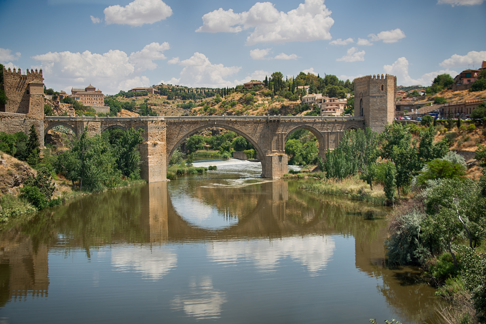 Spain Toledo River Bridge Reflection Puente De San Martin 2048x1367