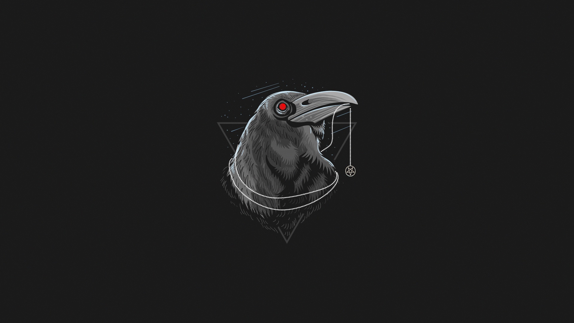 Animals Raven Red Eyes Simple Background Artwork Occultism Inverted Pentagram 1920x1080