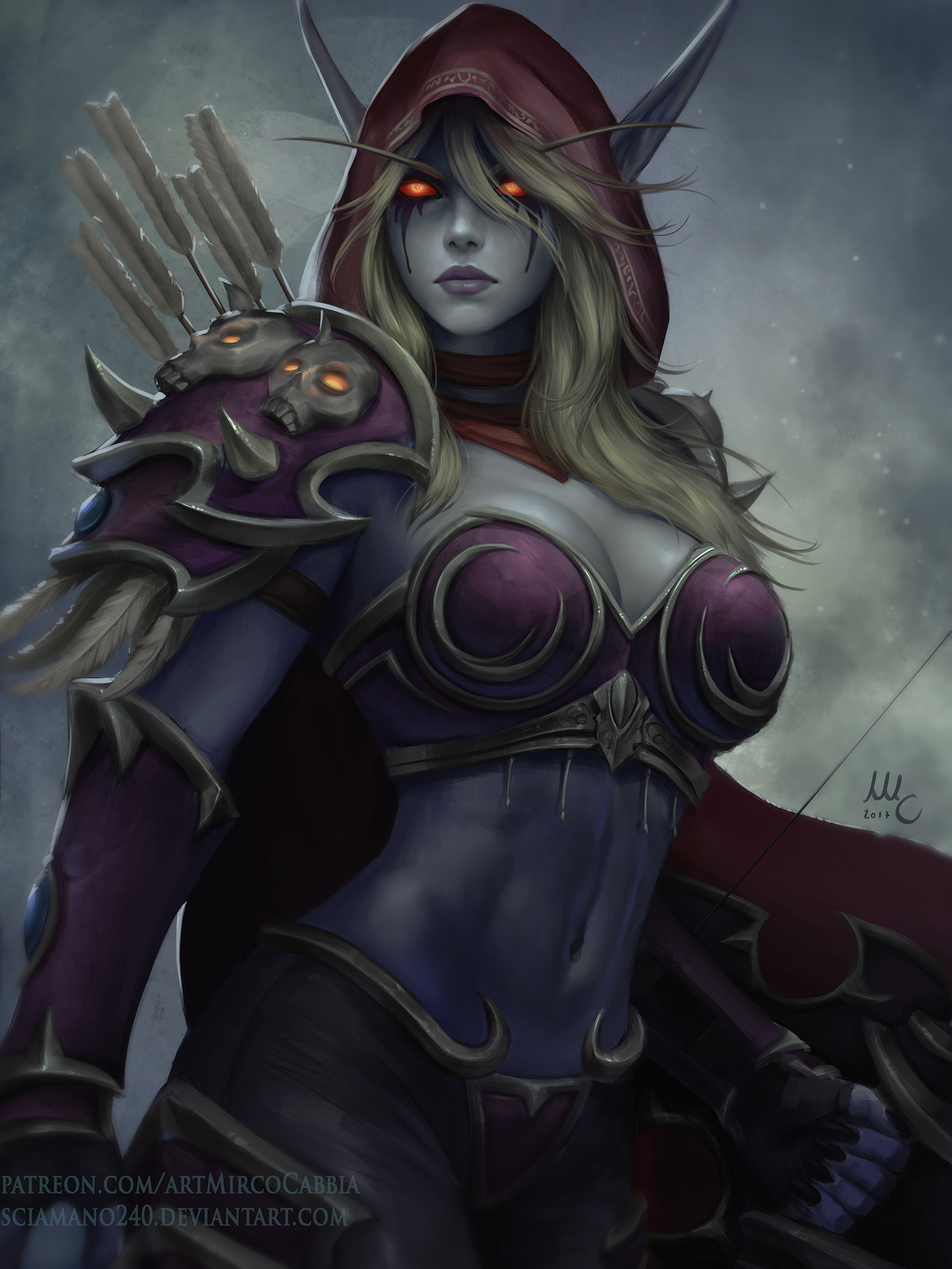 Digital Art Artwork Video Games Women Warcraft World Of Warcraft Long Hair Blonde Red Eyes Sylvanas  1575x2100