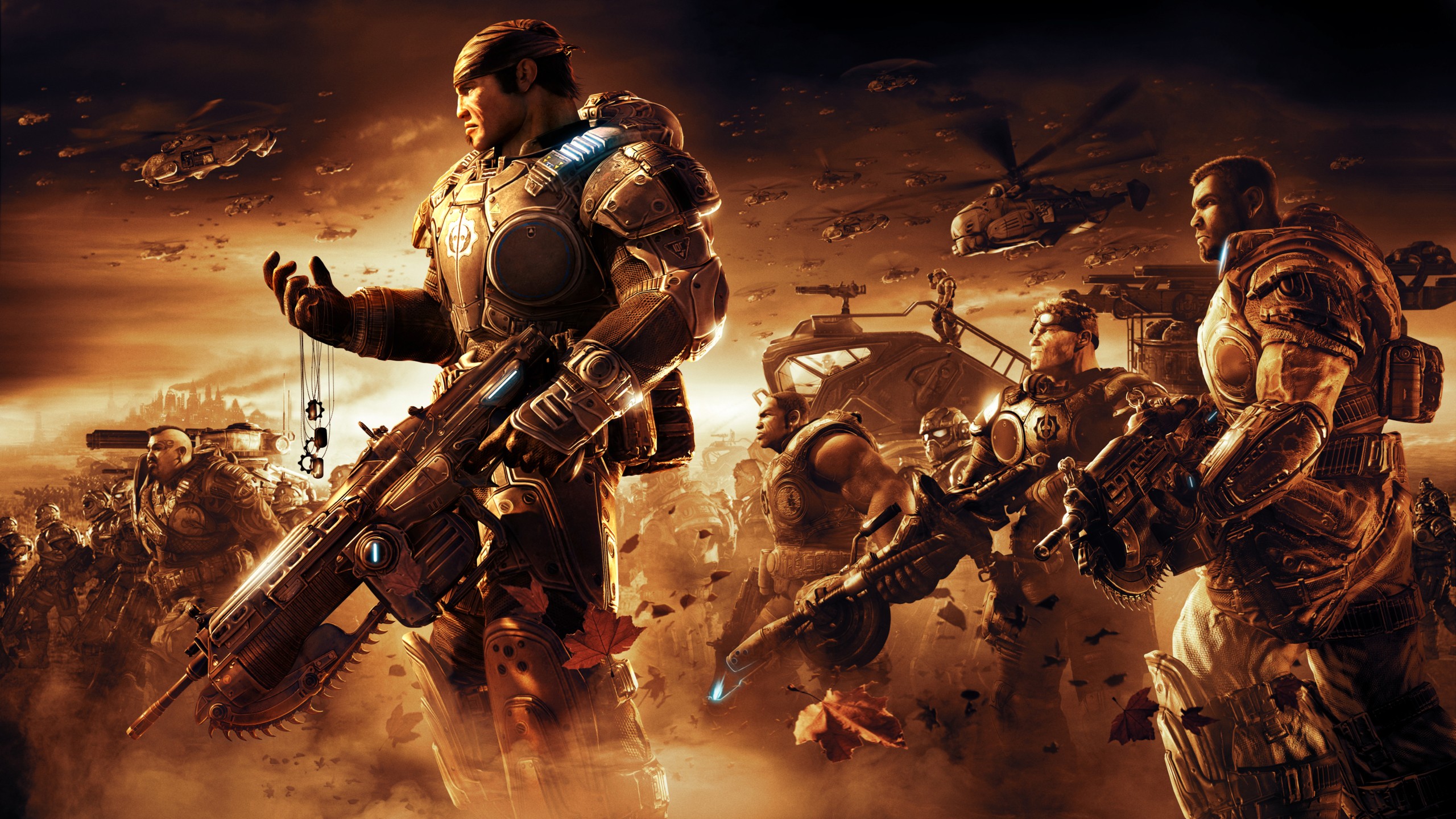 Gears Of War Video Games War Apocalyptic Gun Helicopters Dog Tags Armor Gears Of War 2 2560x1440
