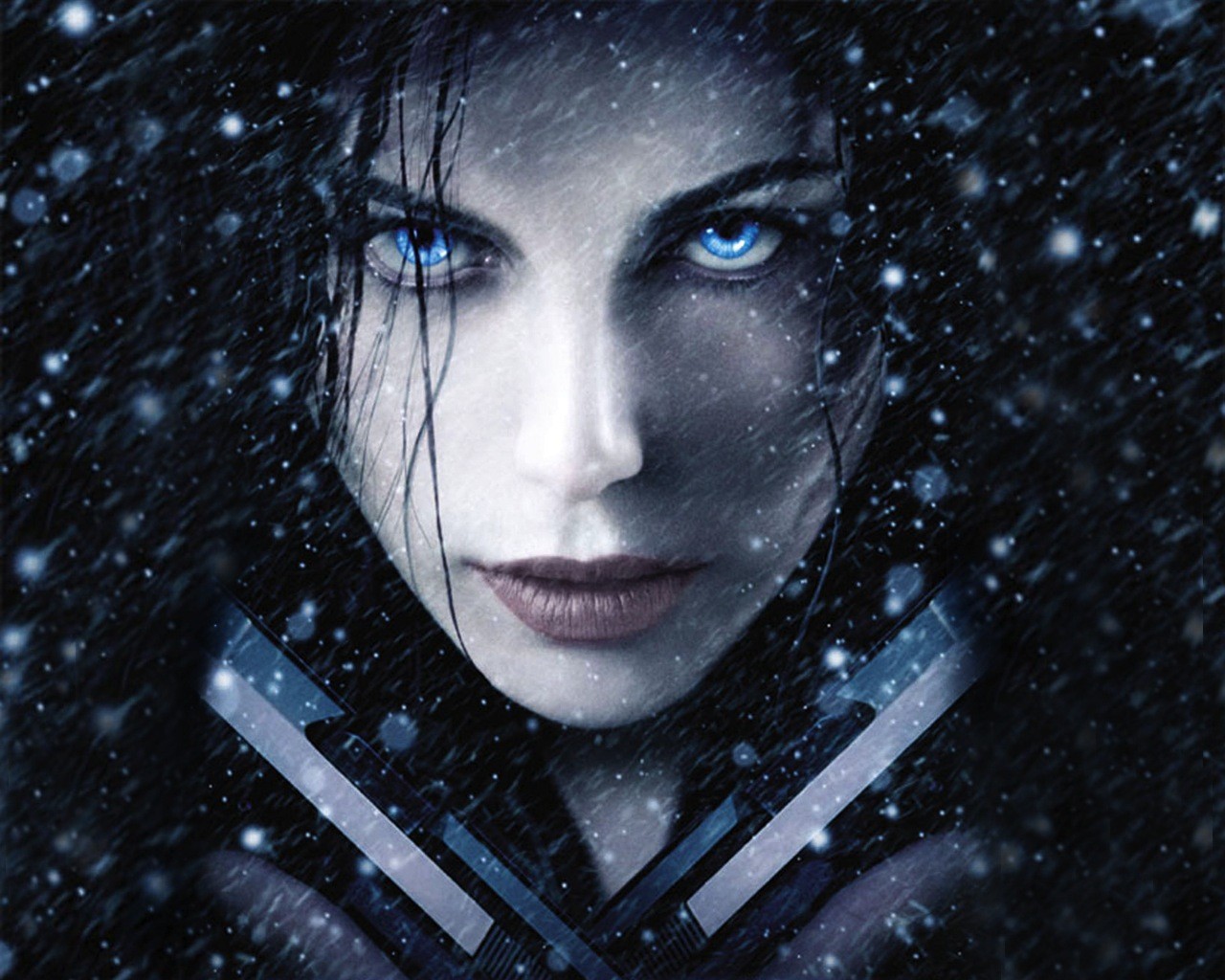 Underworld Kate Beckinsale Vampires Cyan Blue Eyes 1280x1024
