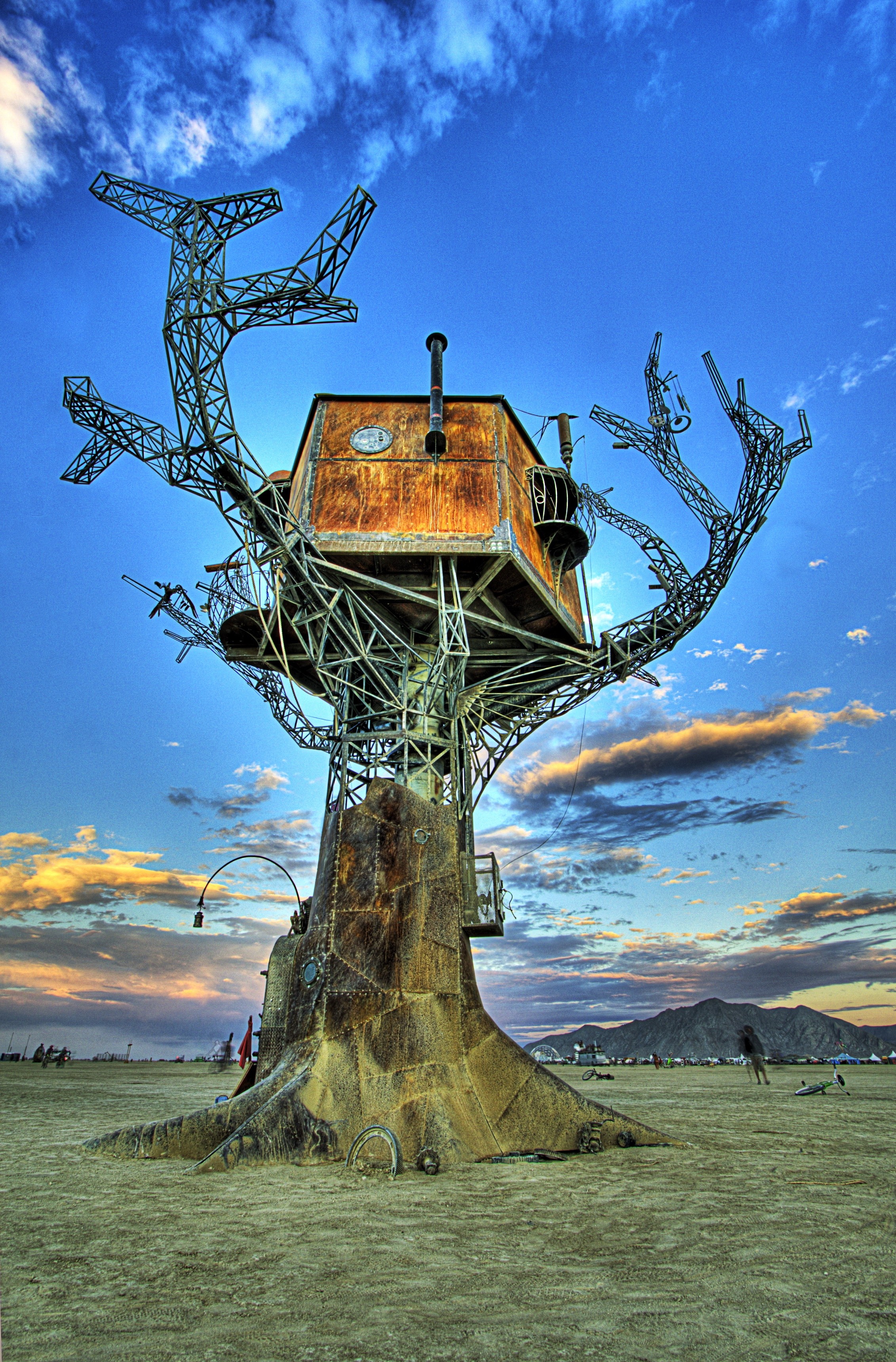 Steampunk Metal Burning Man Desert Portrait Display Festivals House Trees Clouds Rust Construction M 2263x3439