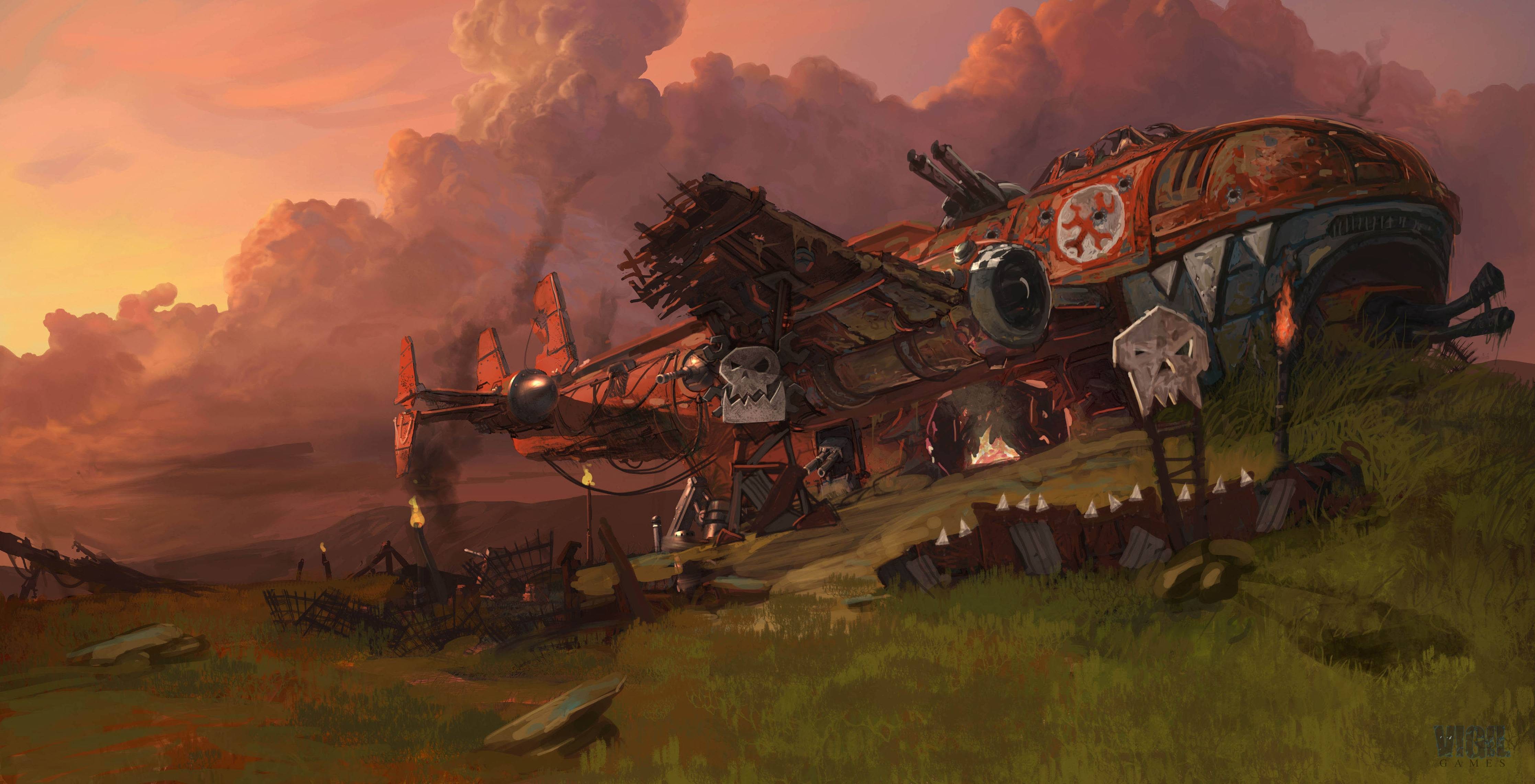 Warhammer 40 000 Orks Wreck Ruin Aircraft 4468x2284