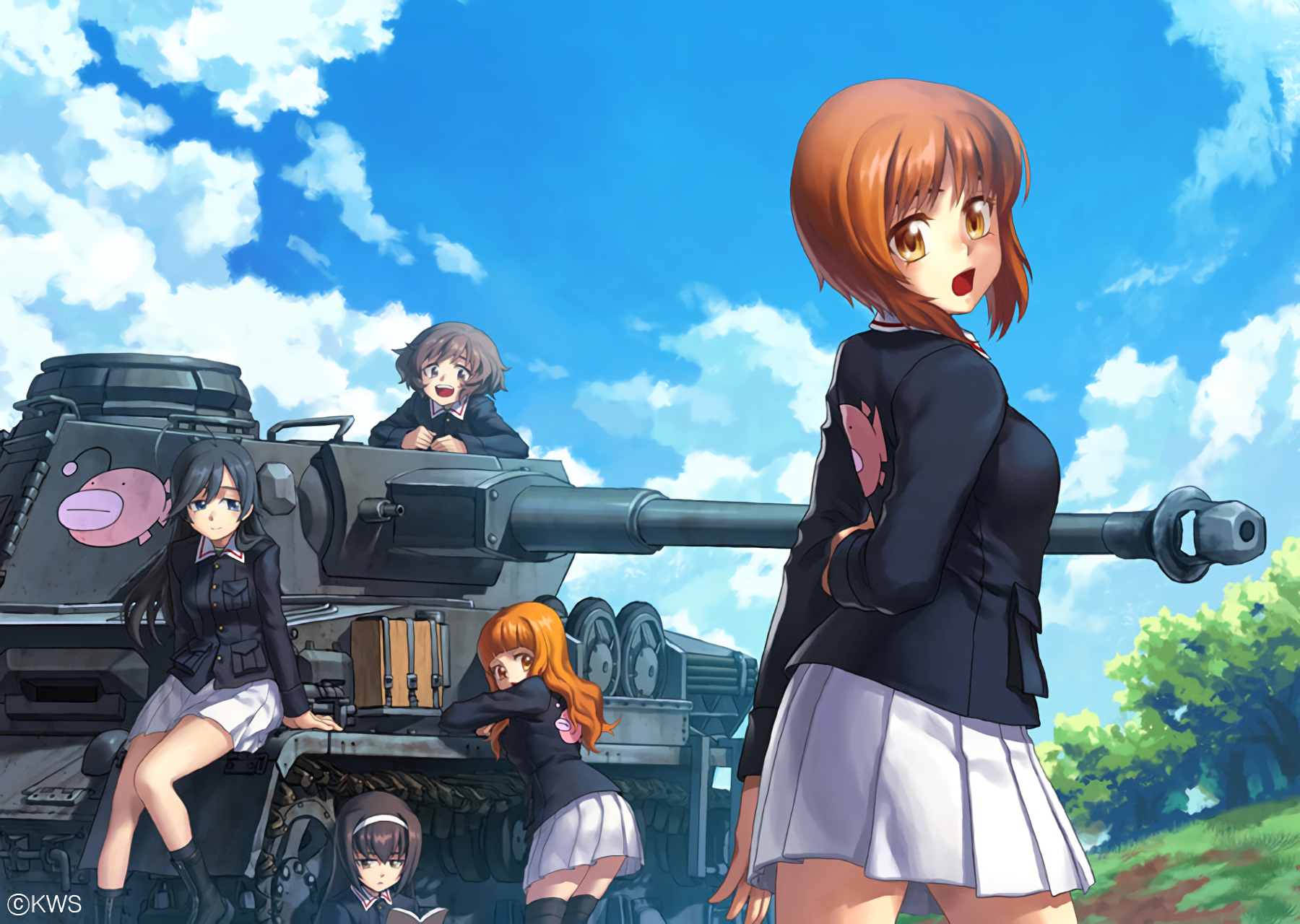 Anime Anime Girls Girls Und Panzer Tank Skirt Nishizumi Miho Takebe Saori Isuzu Hana Akiyama Yukari  1800x1280