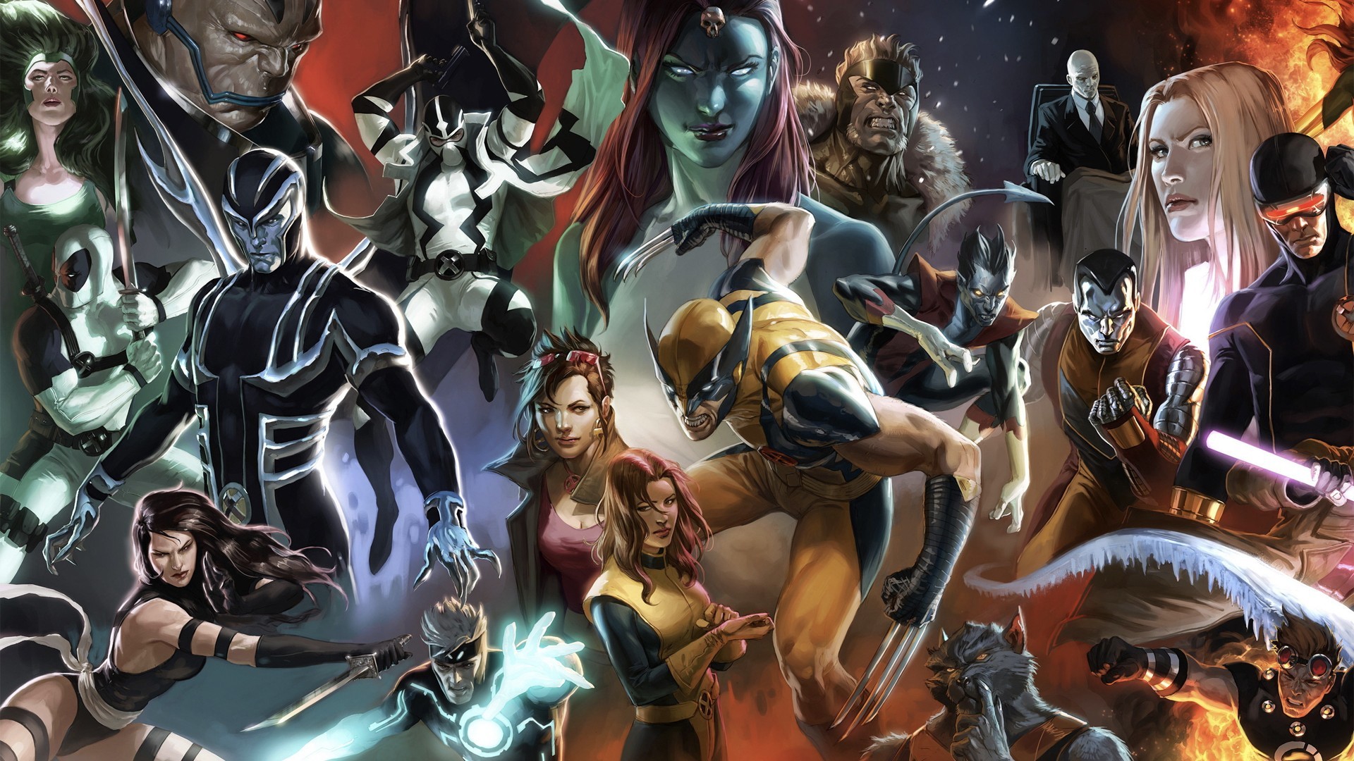 Comics Wolverine X Men Mystique Magneto Deadpool Colossus Cyclops Psylocke Jubilee Charles Xavier Po 1920x1080