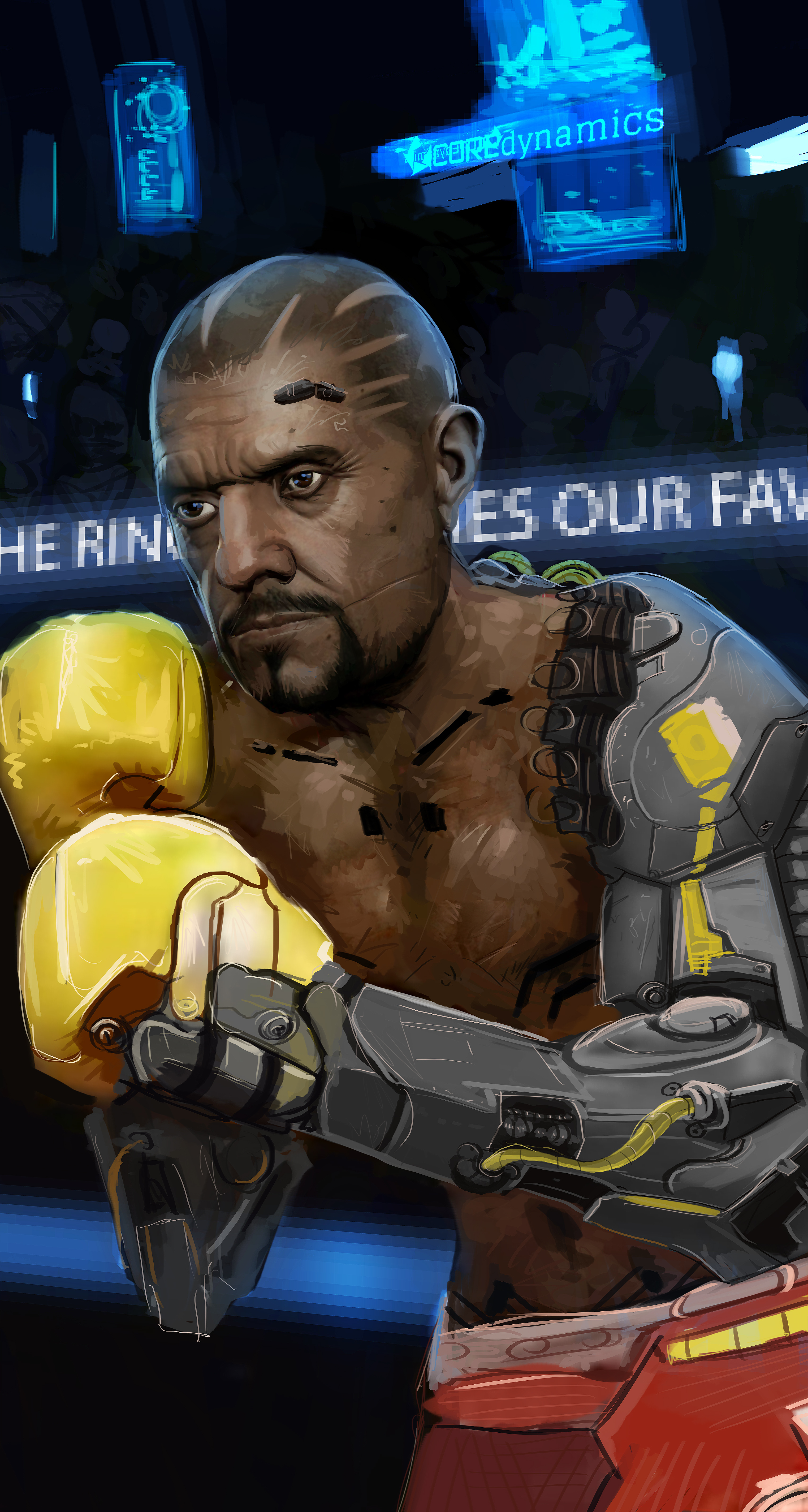 Kev Art Elite Dangerous Commander Boxers Boxing Gloves Cyborg 3045x5697
