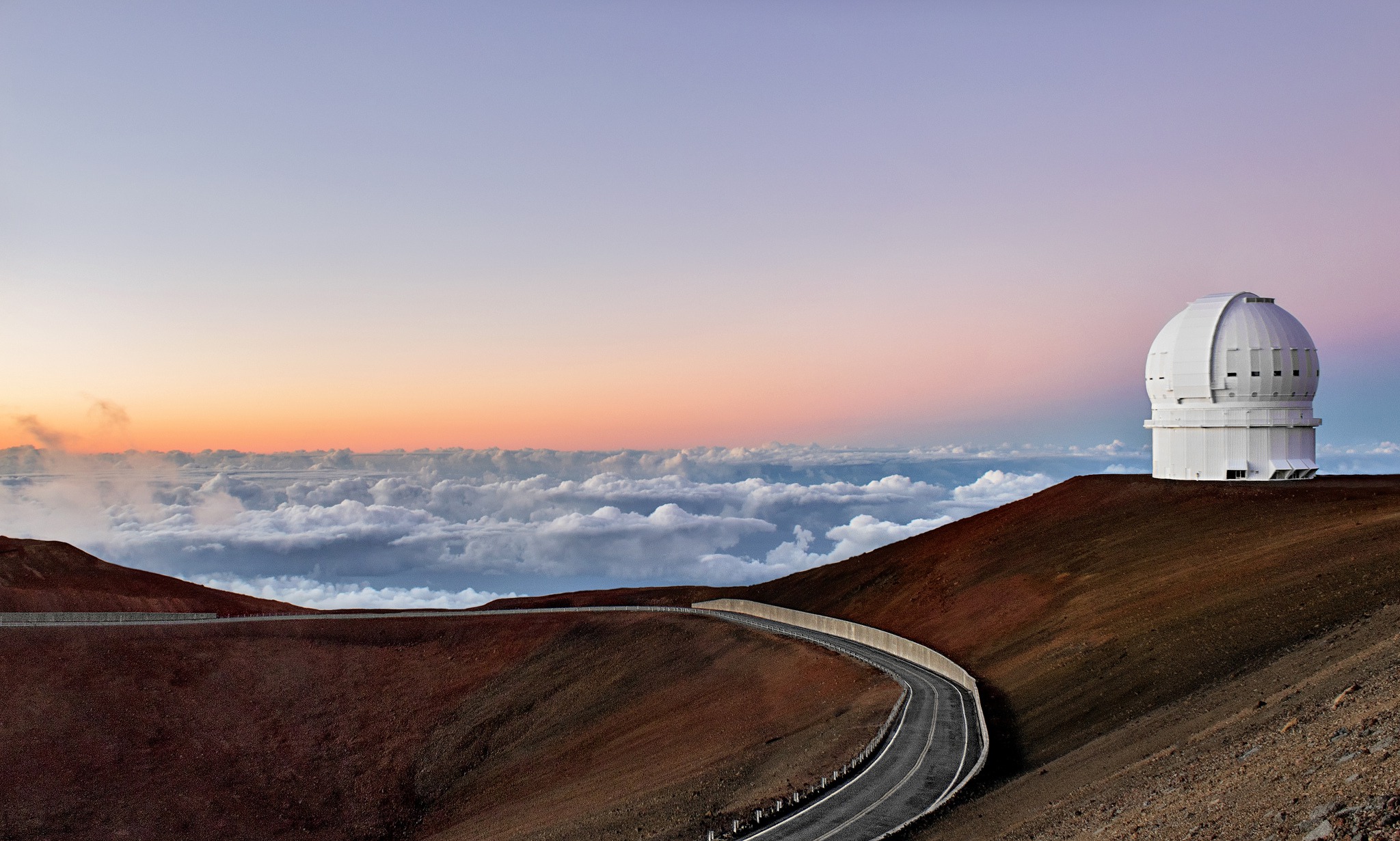 Telescope Landscape Road Horizon Sky Cloud 2048x1231