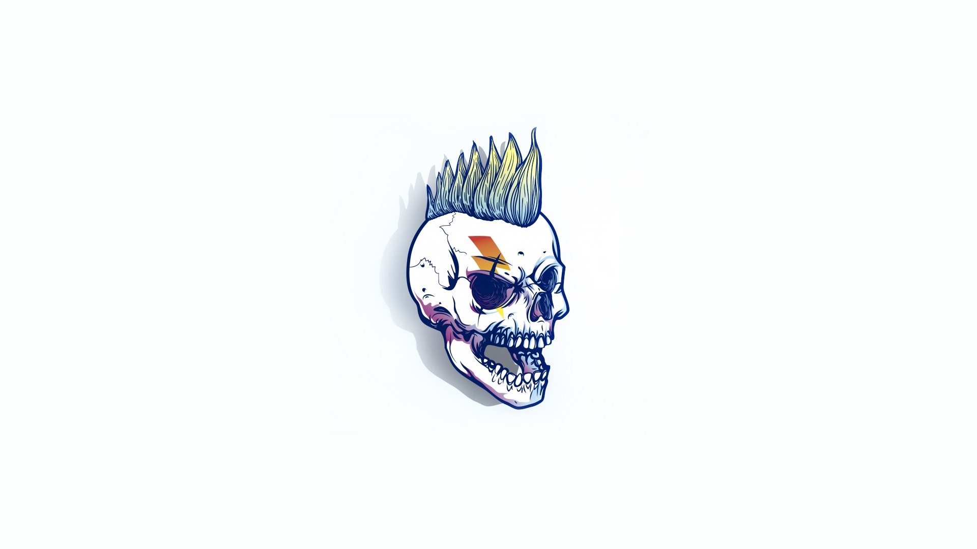 Punks Skull Artwork Simple Background White Background Minimalism 1920x1080