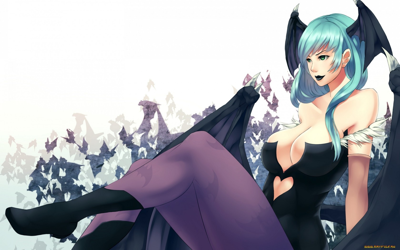 Vampire Video Game Anime Girls Wings Morrigan Aensland 1680x1050