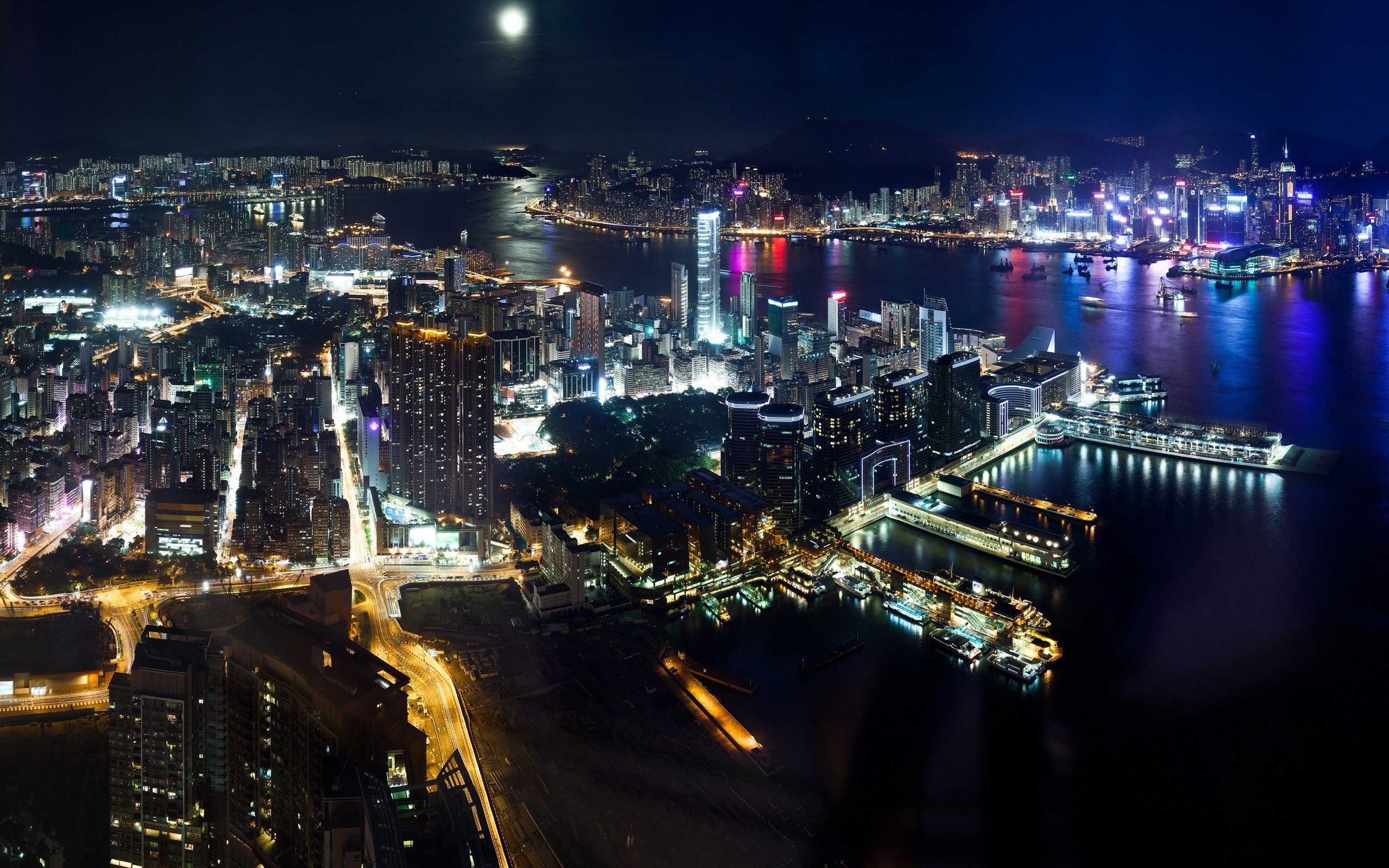 Urban City Architecture Building Cityscape Skyscraper Photography Hong Kong Victoria Harbour Night H 2560x1600
