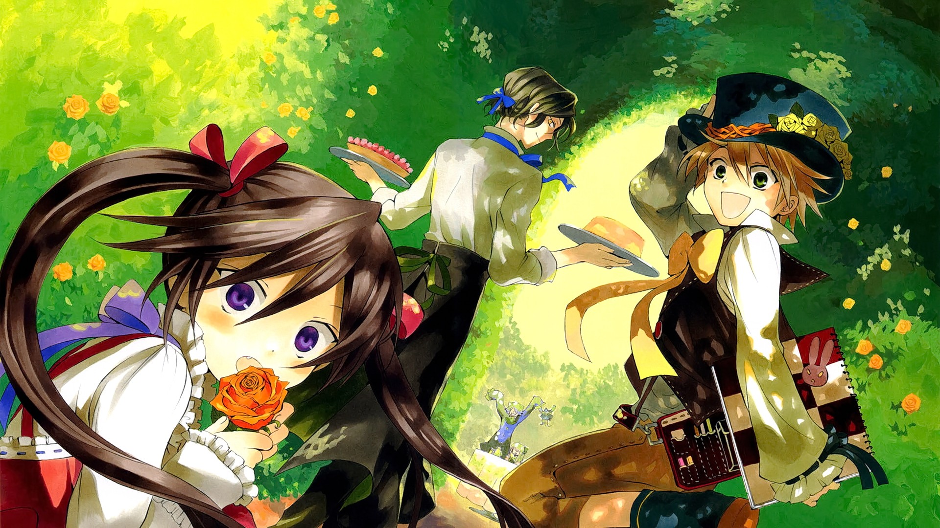 Anime Anime Girls Brunette Green Eyes Open Mouth Smiling Looking At Viewer Pandora Hearts 1920x1080