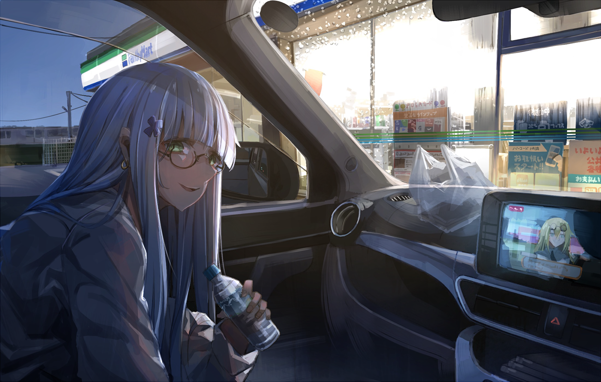 Anime Anime Girls Digital Art Artwork Portrait 2D Girls Frontline Inside A Car Car Interior Car Mark 2000x1272