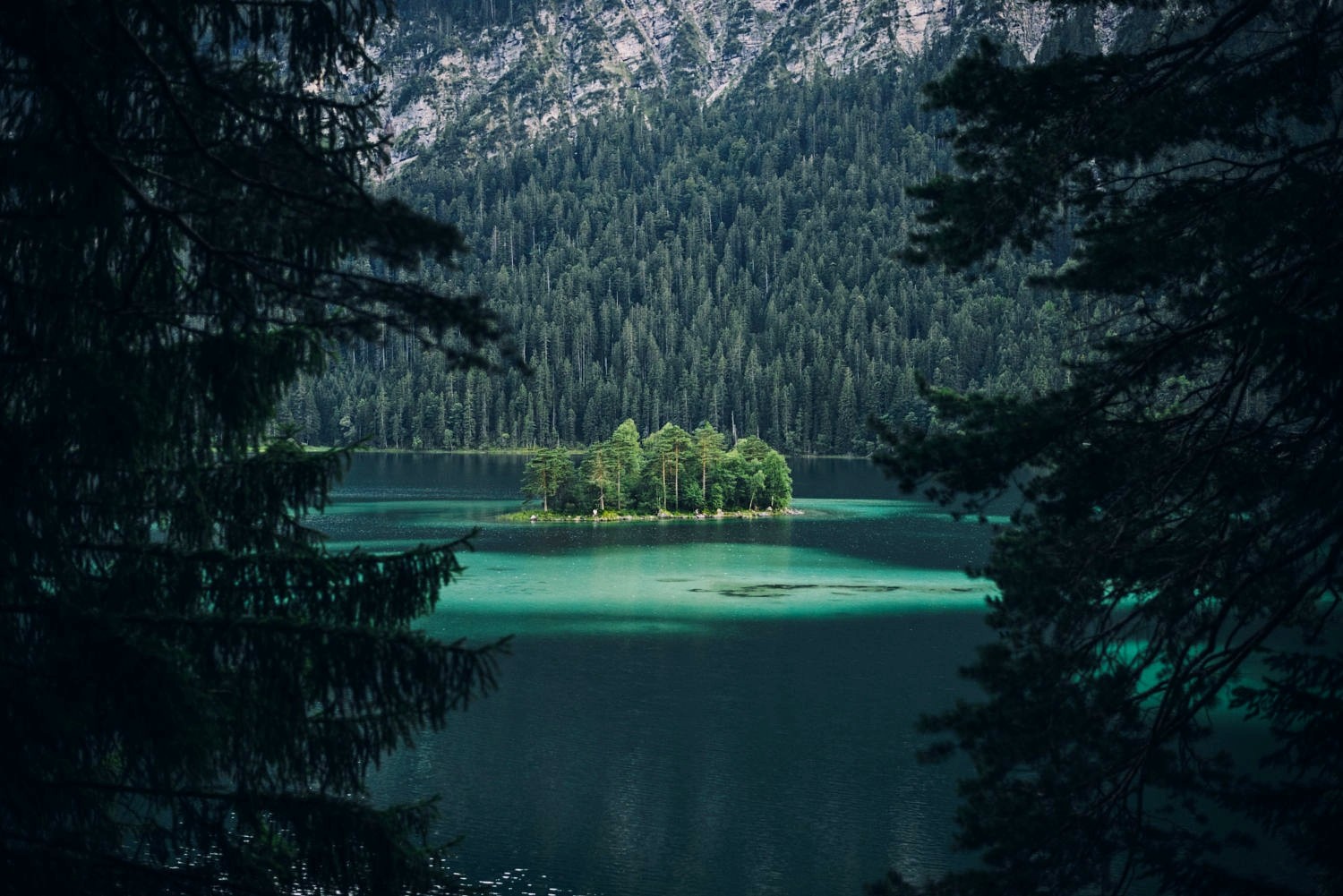 Nature Landscape Photography Emerald Water Lake Forest Green Island Mountains Germany 1500x1001