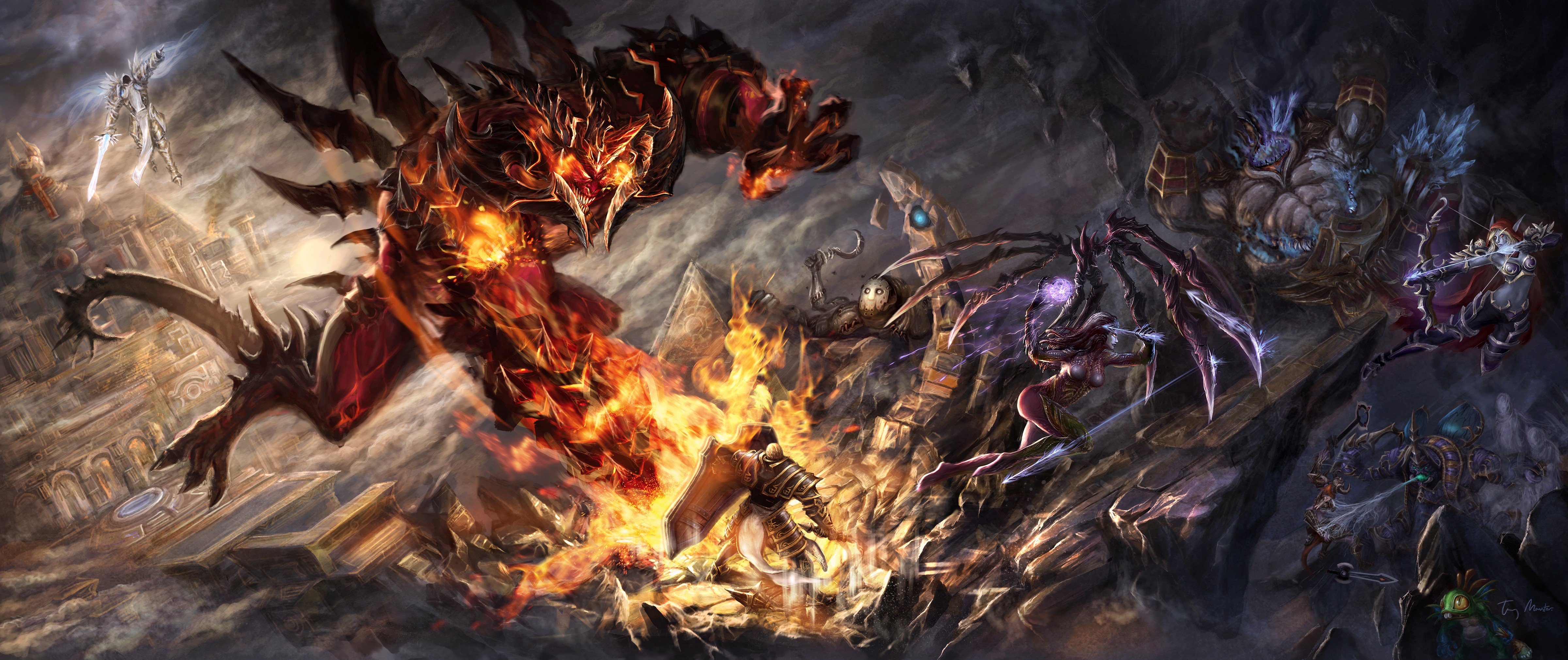 Heroes Of The Storm Contests Blizzard Entertainment Tyrael Diablo Johanna Stitches Kerrigan Azmodan  4800x2020