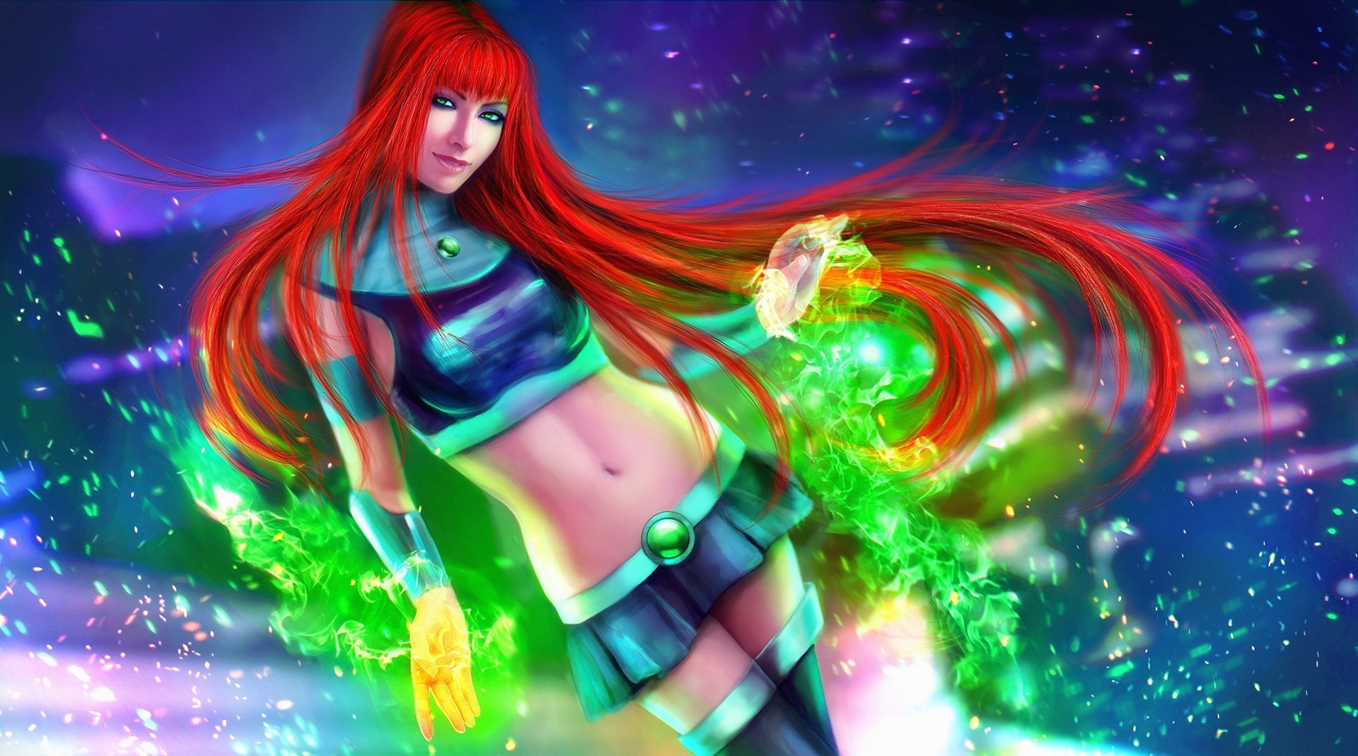 Artwork Starfire Anime Long Hair Starfire 1920x1069