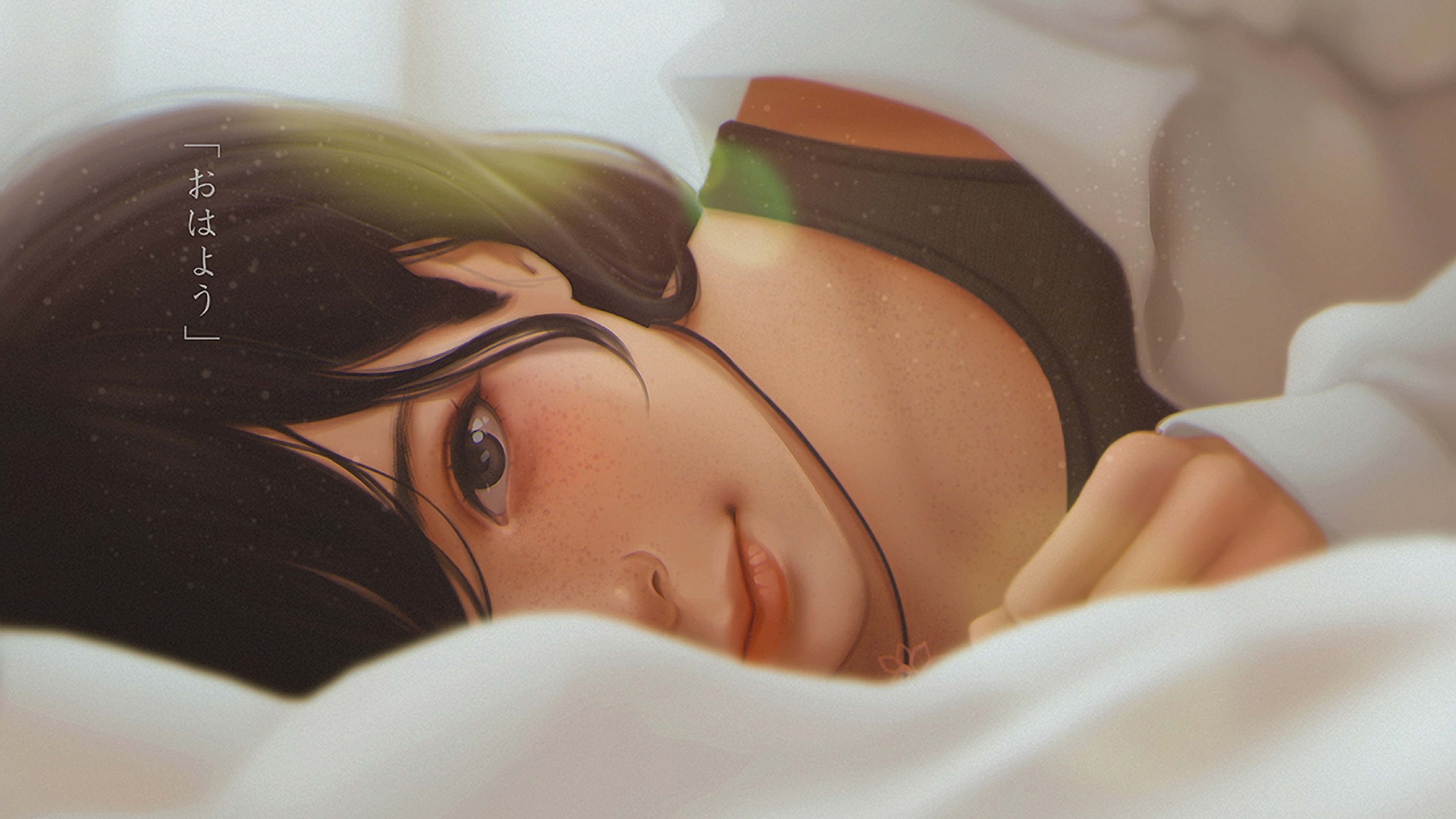 Laying On Side Stare Bed Anime Ilya Kuvshinov 3840x2160