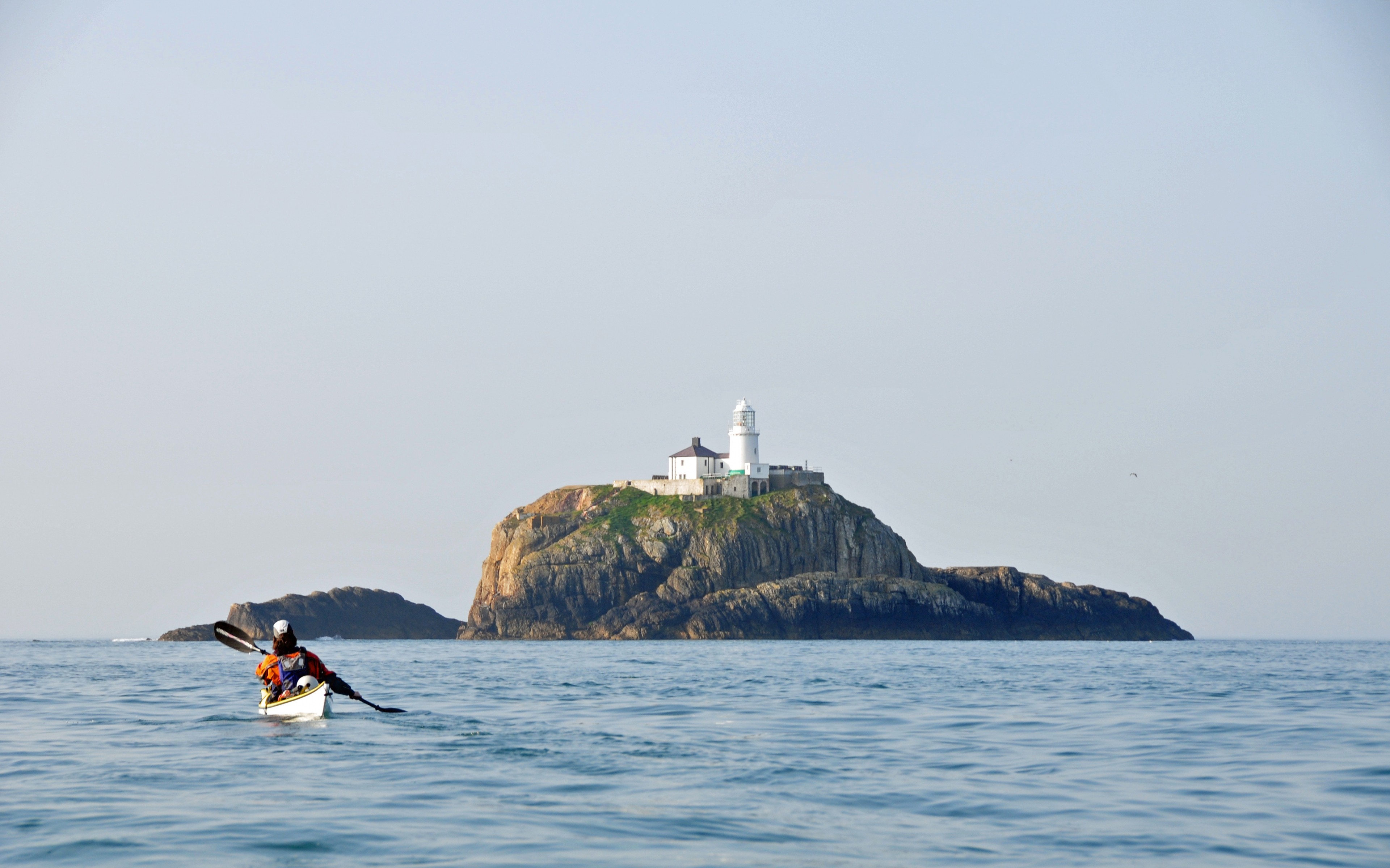 Coast Lighthouse Island Landscape Cornwall 3840x2400