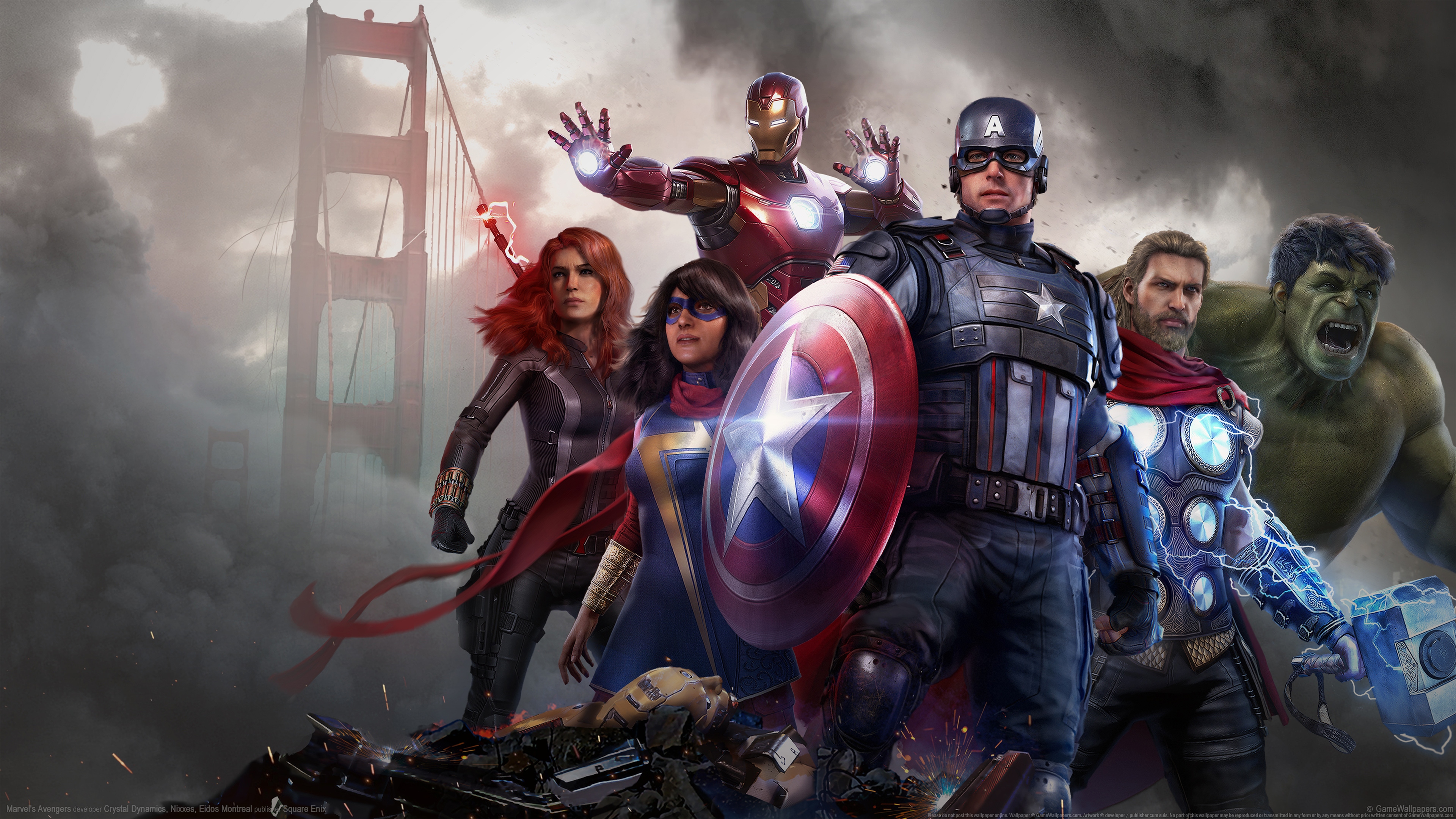 Marvels Avengers Video Games Video Game Art Digital Art Hulk Captain America Black Widow Iron Man Th 3840x2160