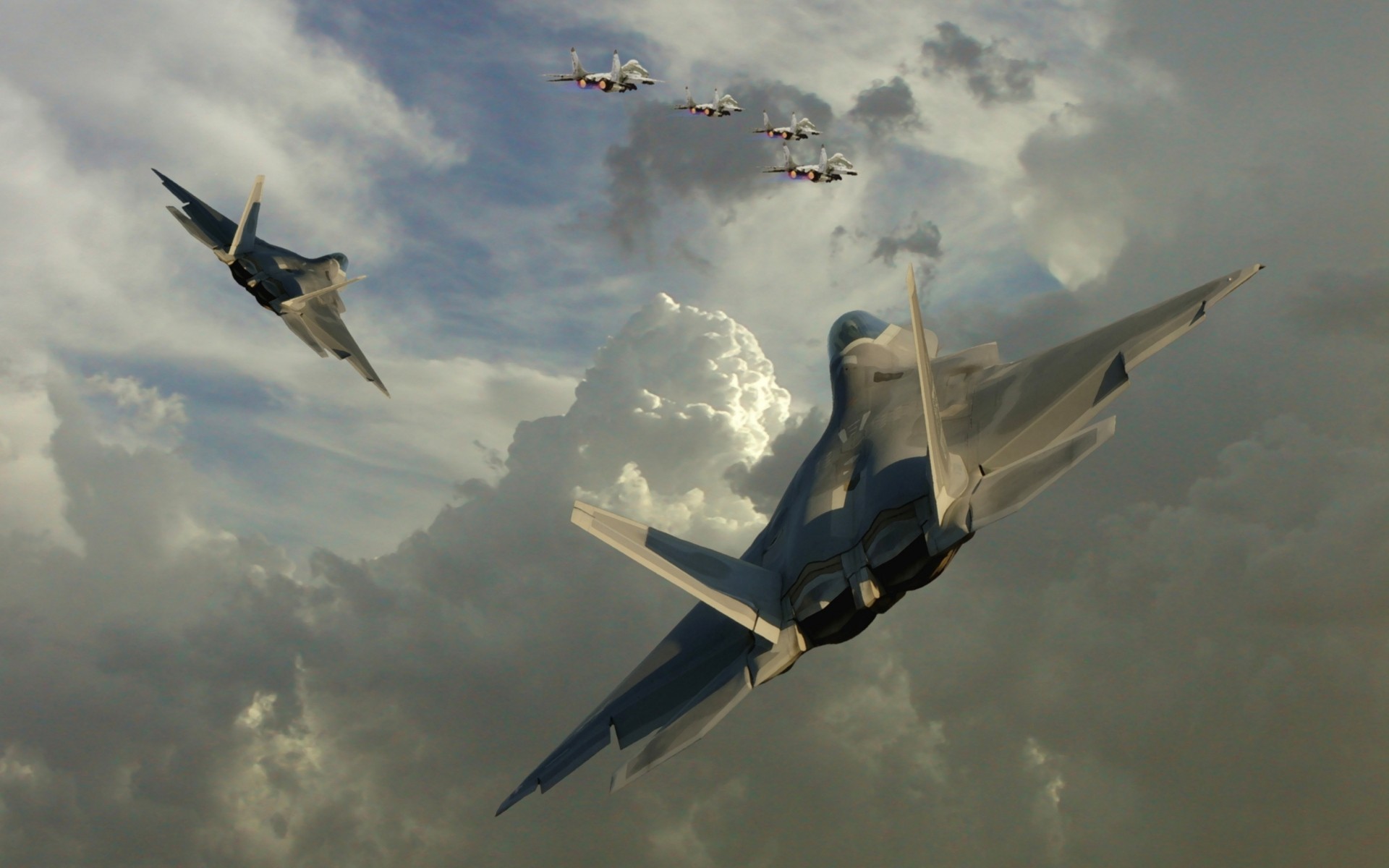 Military Aircraft Sky F 22 Raptor F 15 1920x1200