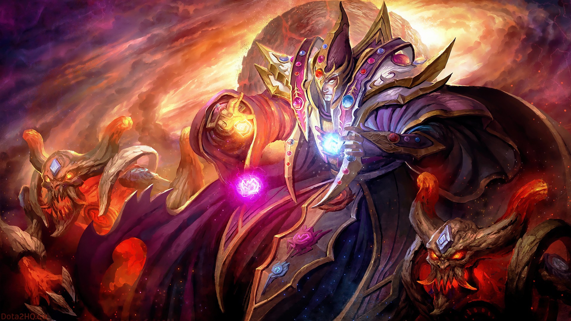 Dota 2 Invoker Digital Art Wizard Demon 1920x1080