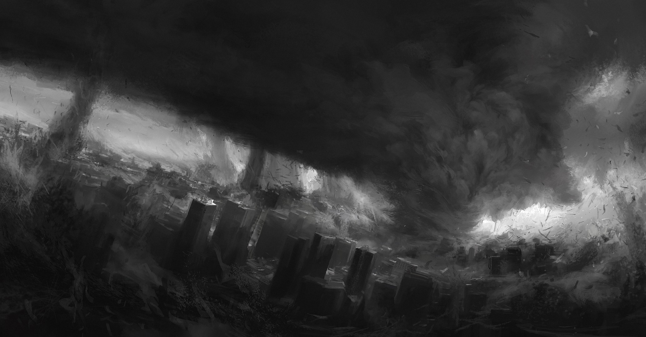 Artwork Apocalyptic Monochrome Disaster 2068x1080