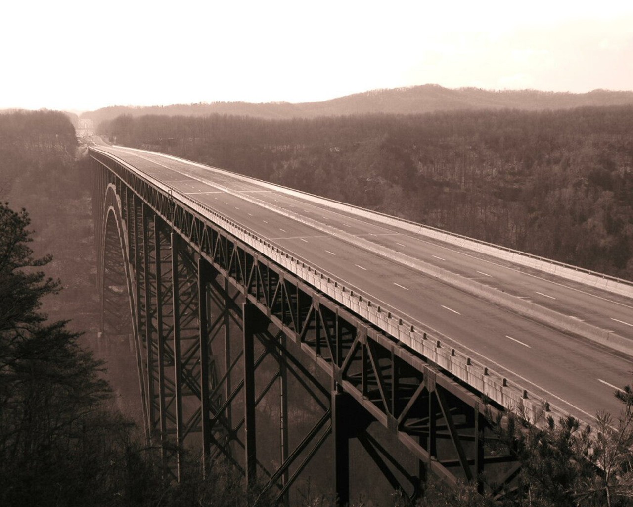 Bridge Viaduct Highway Road Landscape 1280x1024