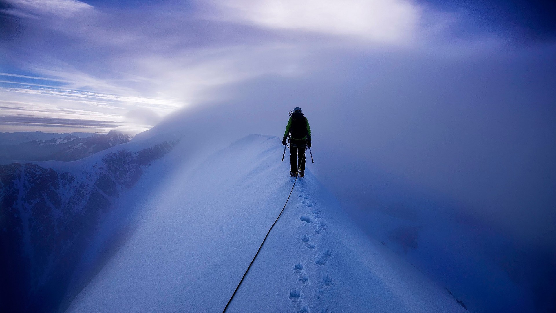 Mont Blanc Mountains Climbing Cold Snow Mountains Landscape 1920x1080