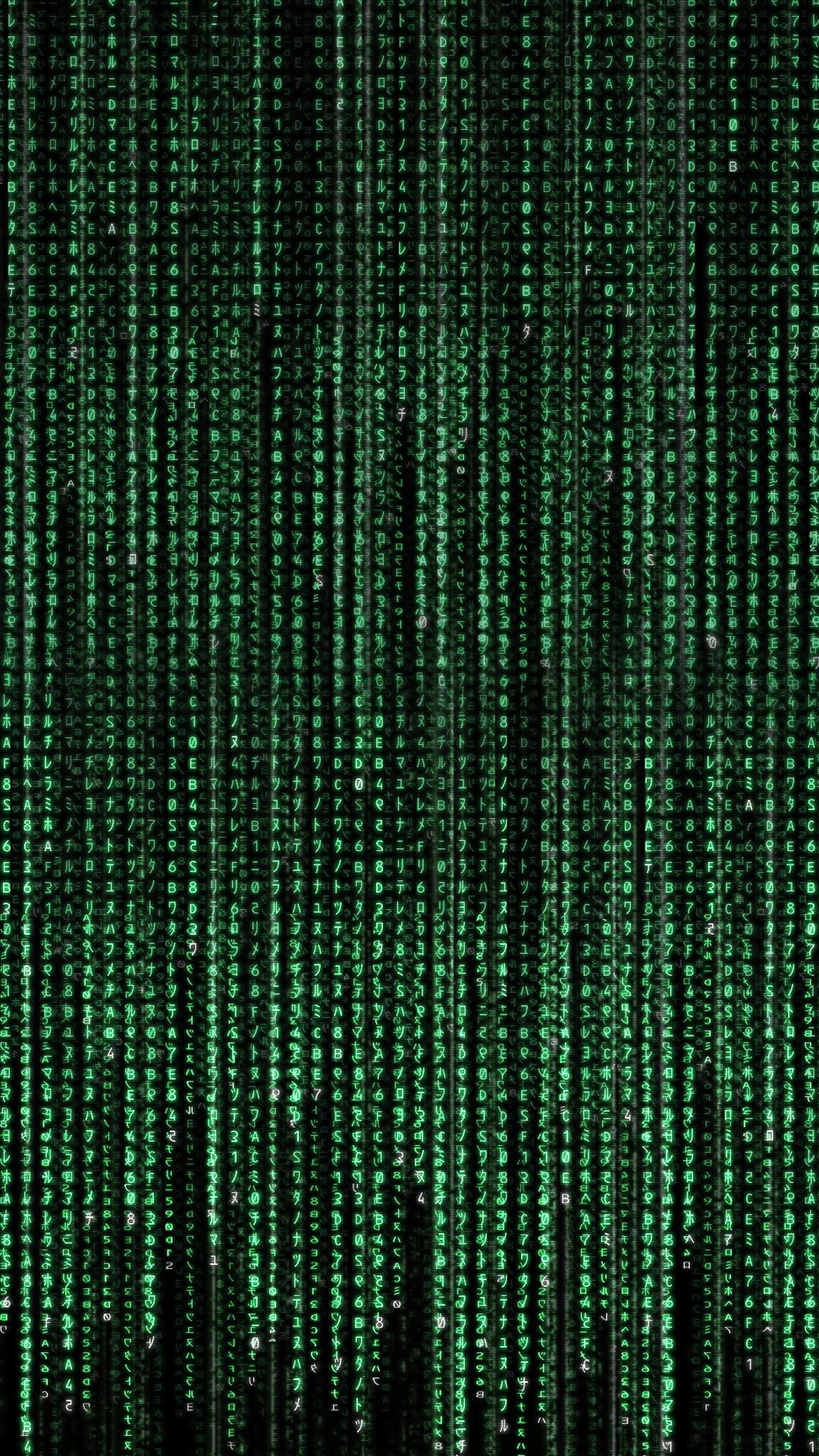 Digital Art Portrait Display CGi The Matrix Text Falling Green Black Background Katakana 1999 Year M 1080x1920