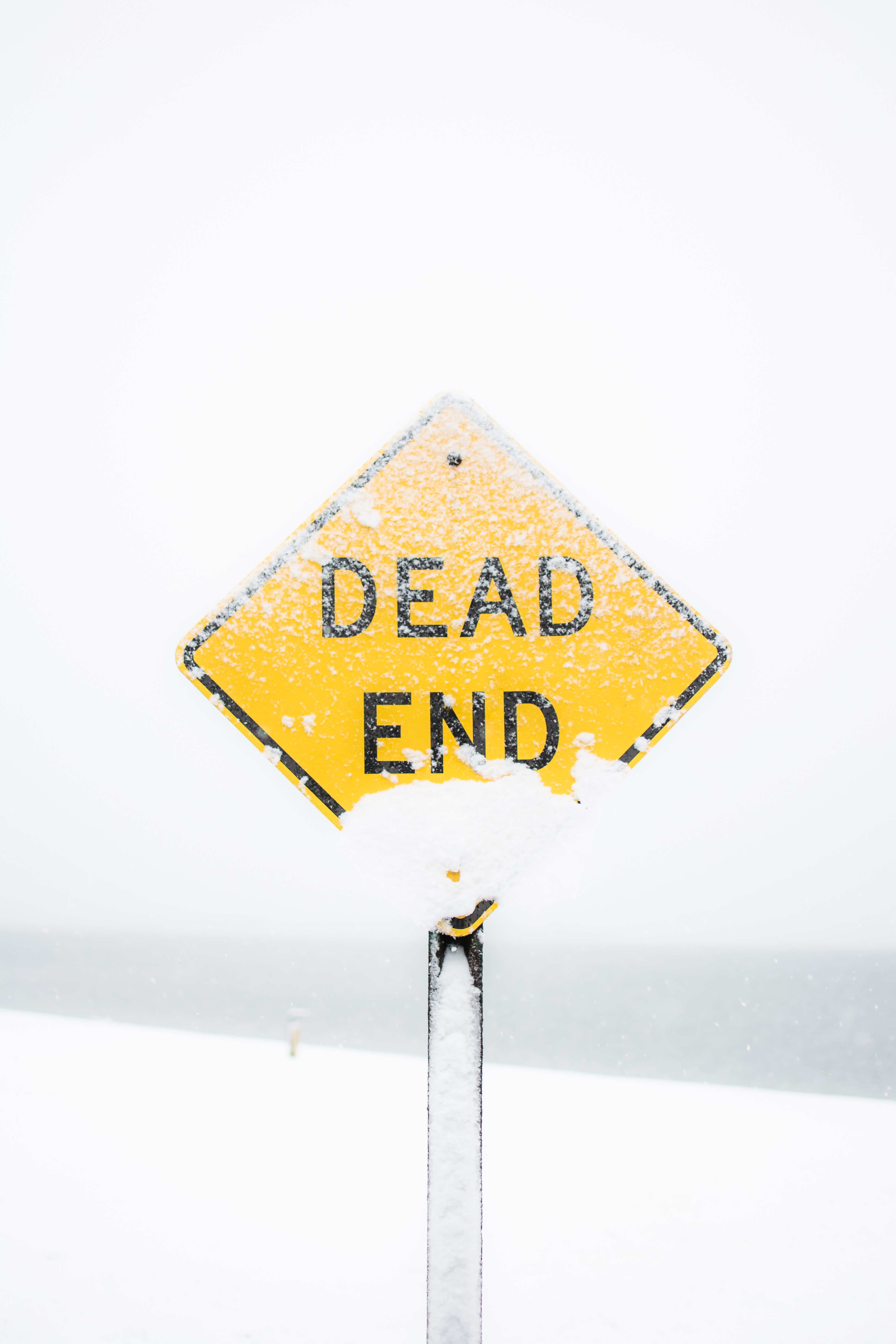 USA Photography White Warning Signs Signs Snow Snowing Winter Yellow Triangle Minimalism Simple Back 4000x6000