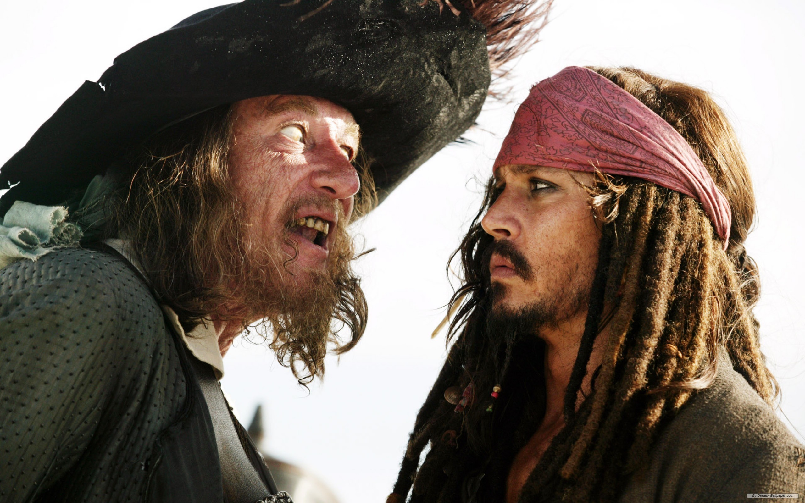 Geoffrey Rush Hector Barbossa Johnny Depp Jack Sparrow 2560x1600