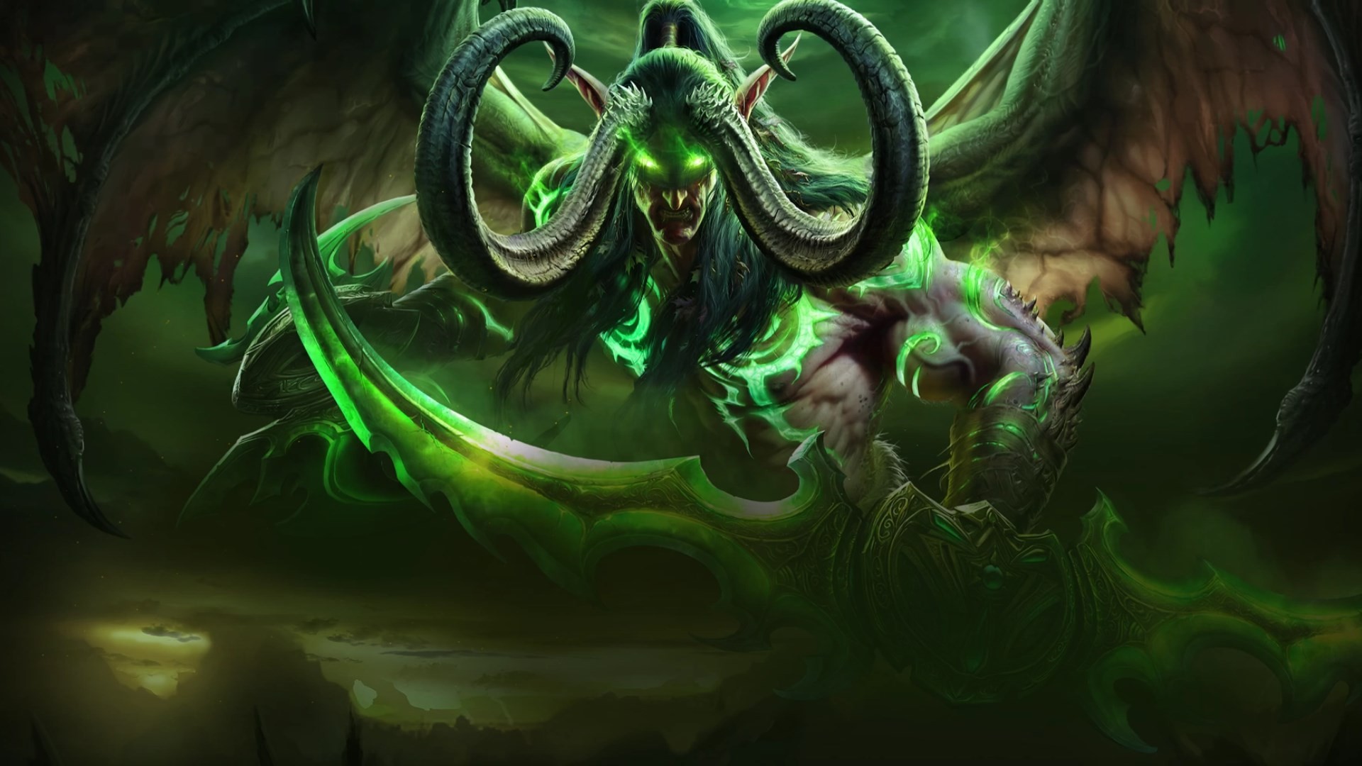 World Of Warcraft Legion Illidan Stormrage Glaive Demon Horns 1920x1080