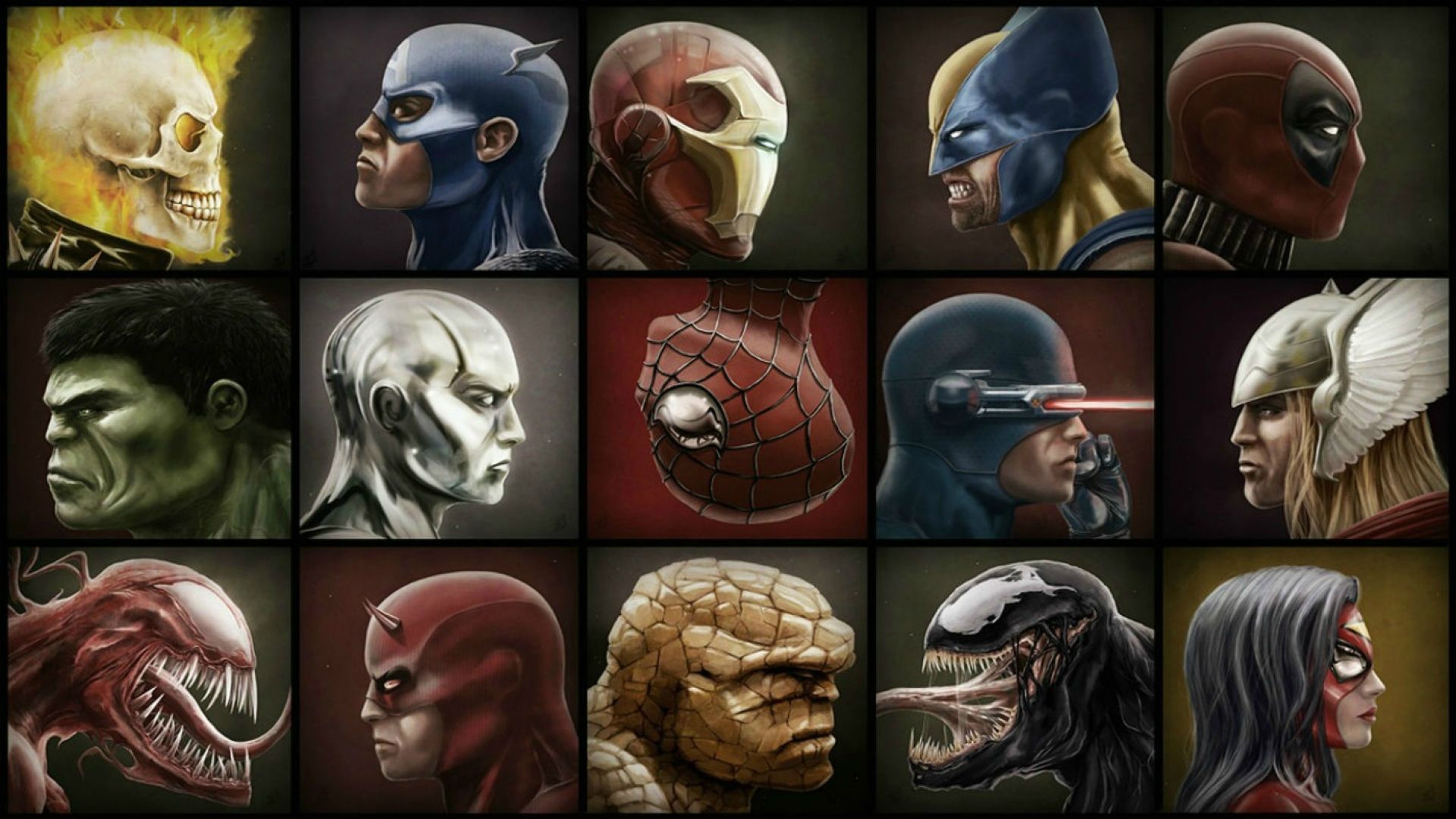Marvel Comics Superhero Iron Man Hulk Captain America Venom Carnage Spider Man Thor Deadpool Ghost R 1920x1080
