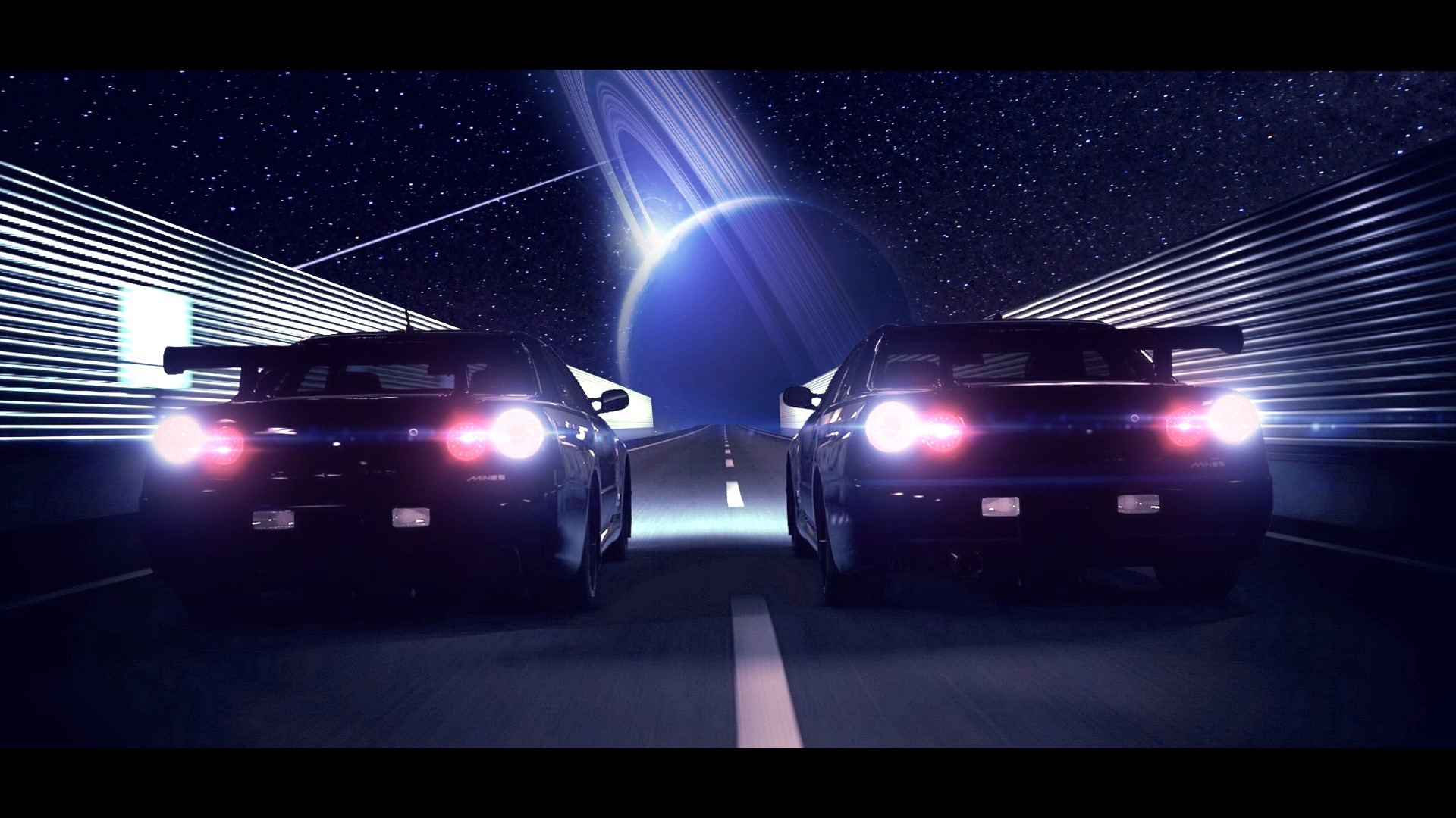 Japanese Cars Nissan GT R NiSMO Nissan Skyline GT R R33 Planet Flares Road Shooting Stars 1920x1080