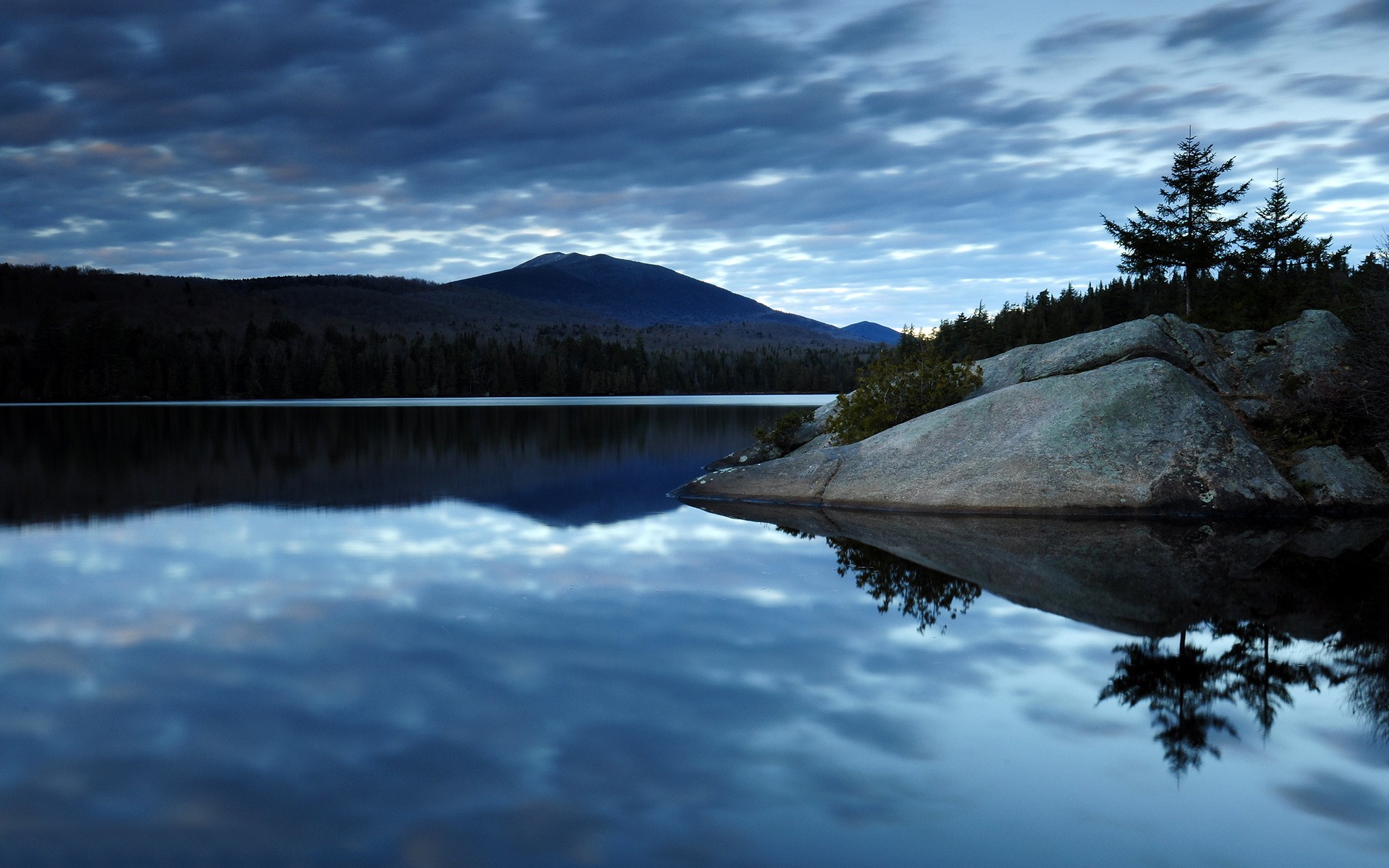 Nature Landscape Rock Clouds Reflection Mountains New York State Calm Waters 1920x1200