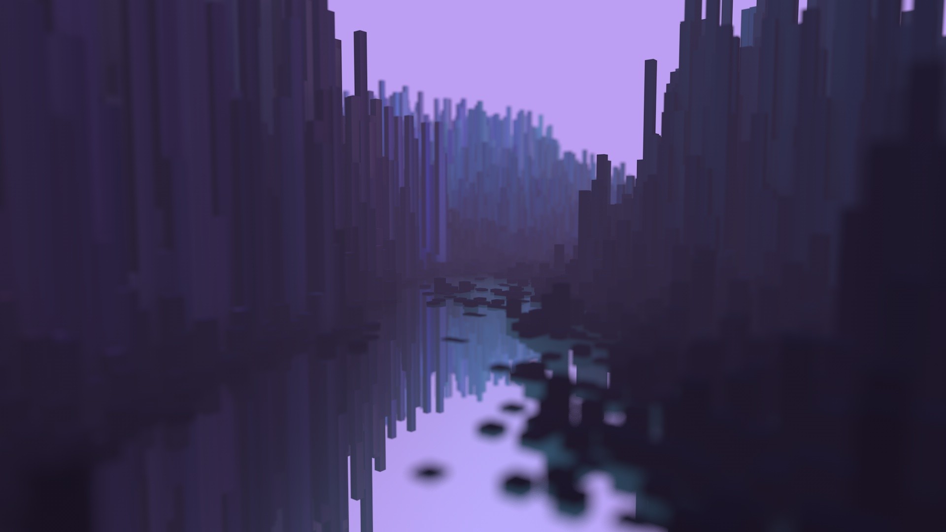 Digital Art Water River Valley Science Fiction Purple Haze Cube Abstract 1920x1080