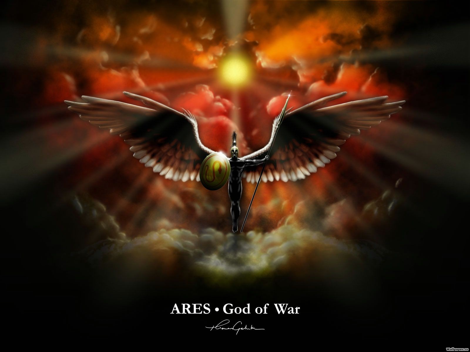 Ares Greek Mythology Mythology Fantasy Art Wings 1600x1200