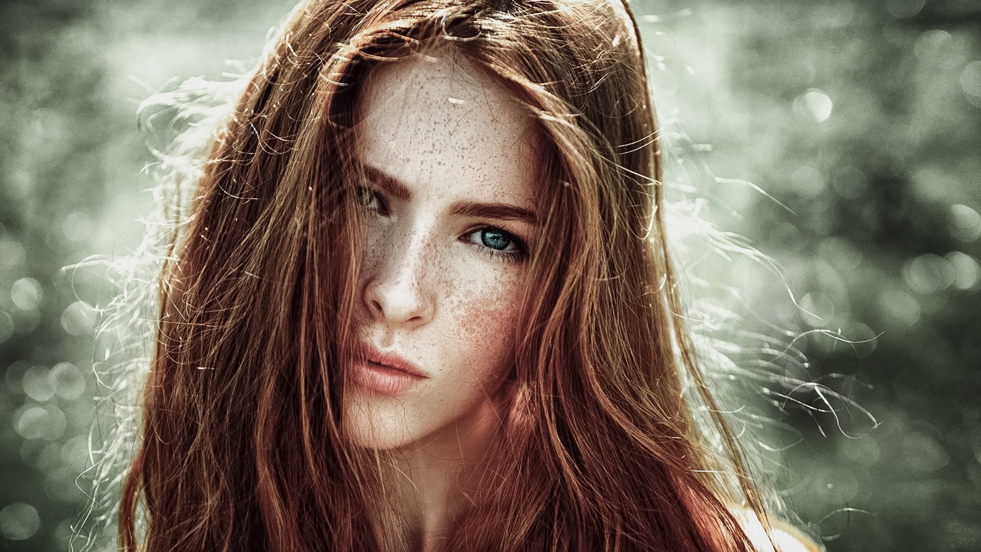 Women Face Freckles Redhead Katya Voronina 1920x1080
