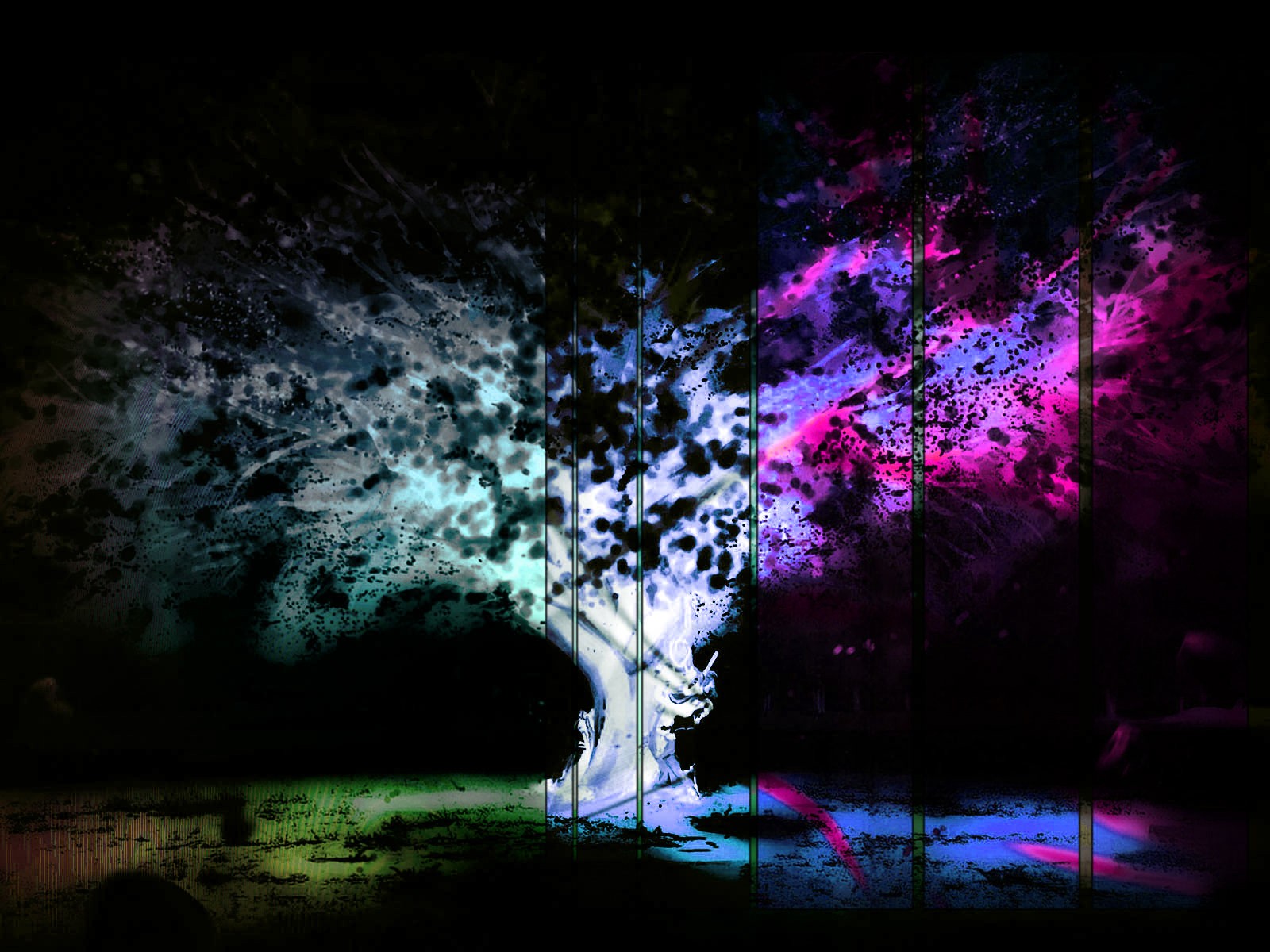 Psychedelic Glitch Art Negative Trees Field 1600x1200