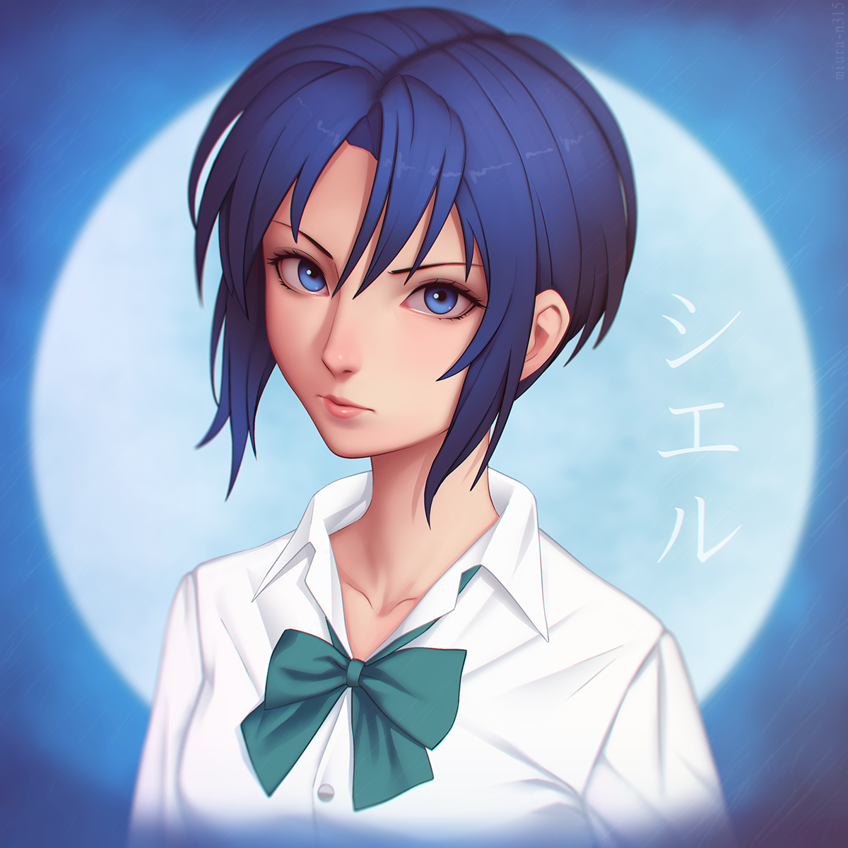 Anime Anime Girls Moon Short Hair Blue Hair Blue Eyes Lunar Legend Tsukihime 1200x1200