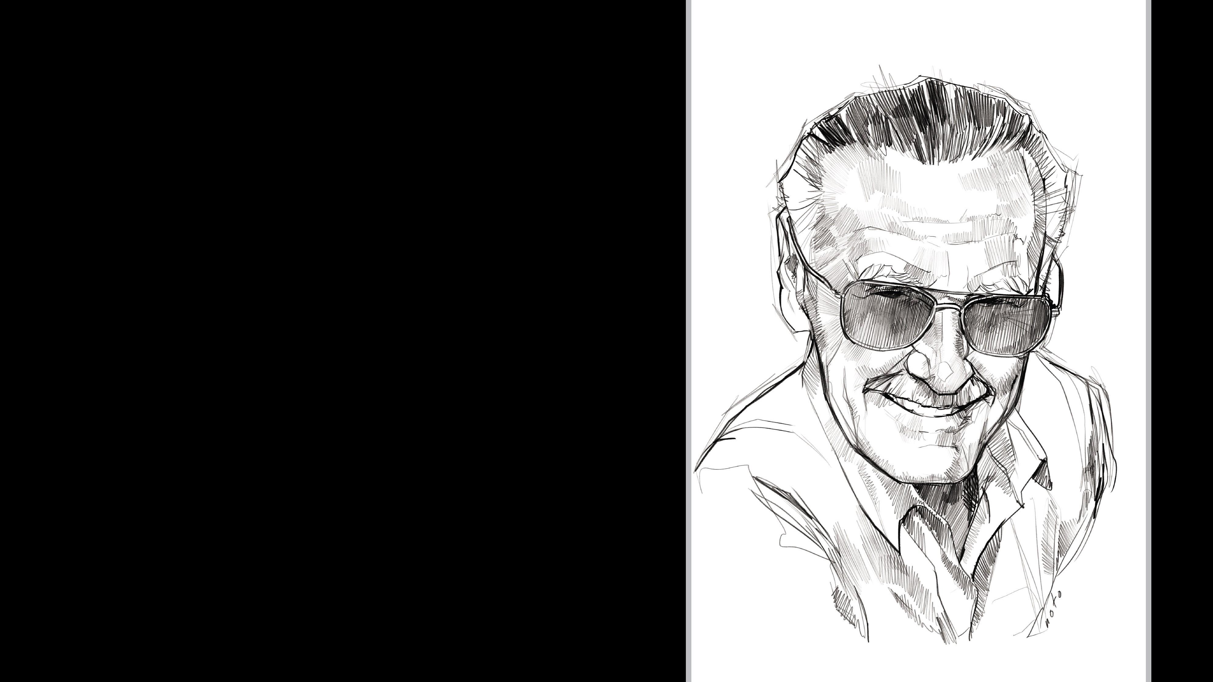 Comics Marvel Comics Stan Lee Monochrome Drawing Portrait Black 3974x2236