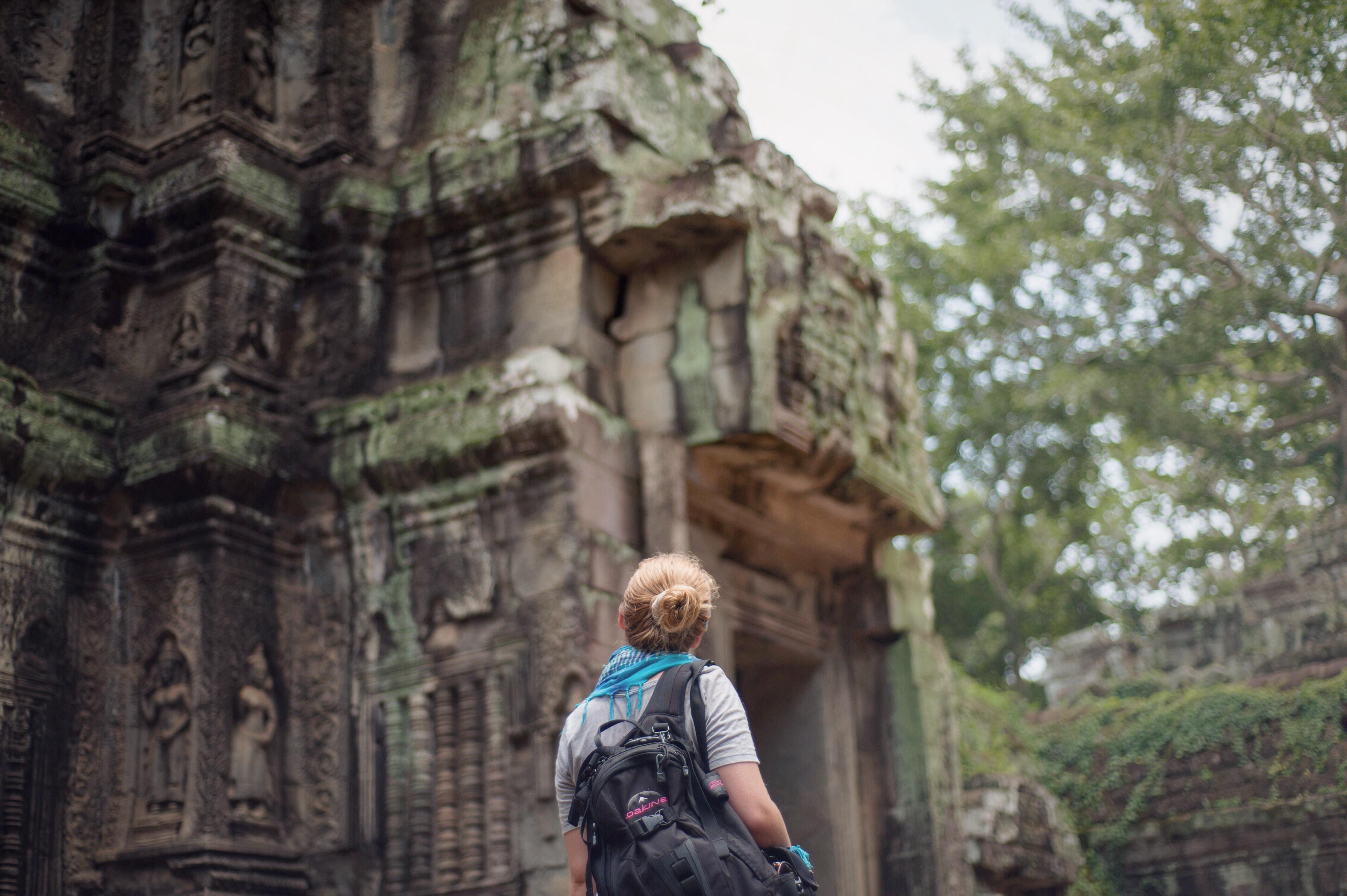 Traveller Ruin Bag Cambodia Women Women Outdoors Blonde Depth Of Field Landscape 4256x2832