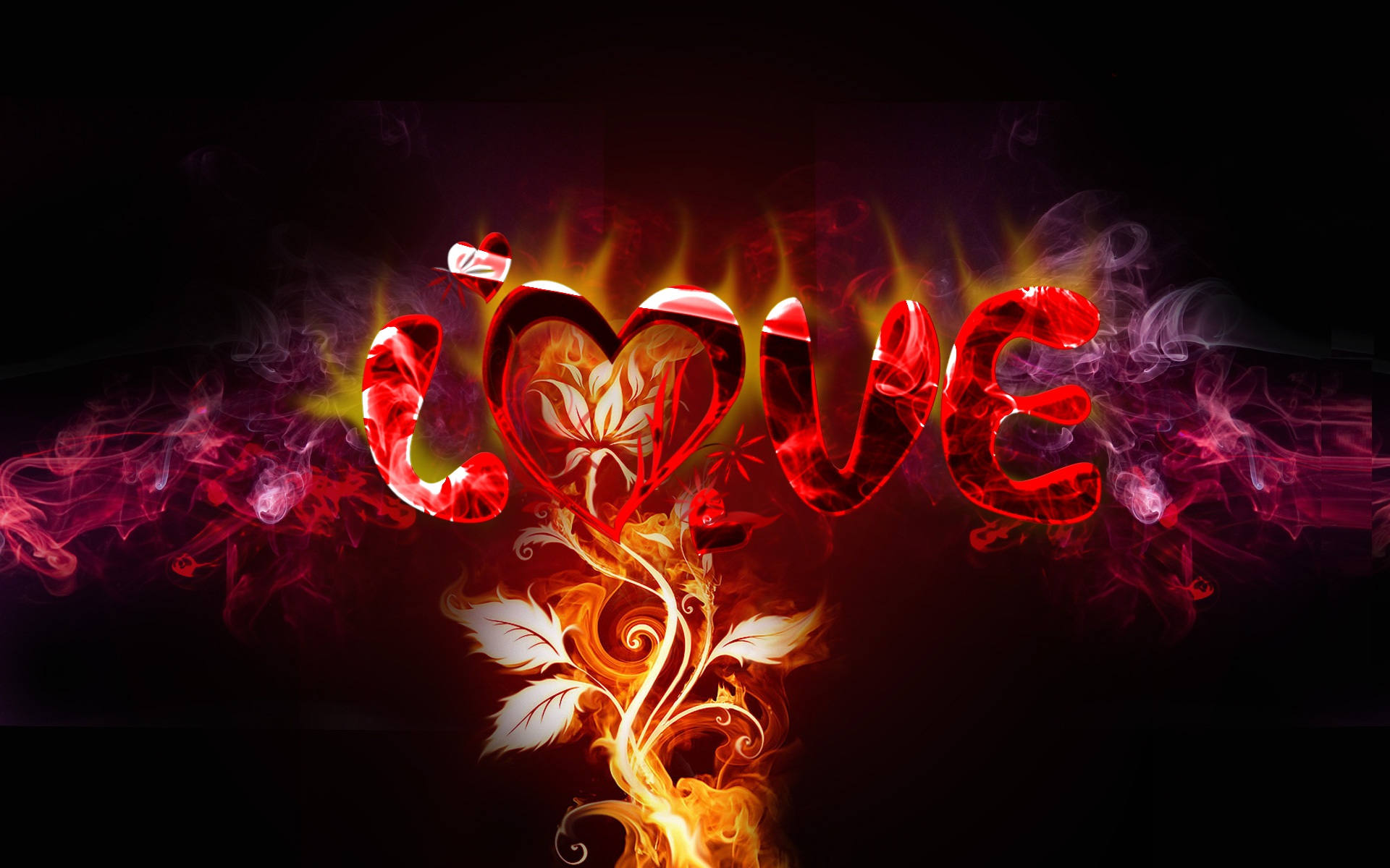 Abstract Love Smoke Fire Flower Colors 1920x1200
